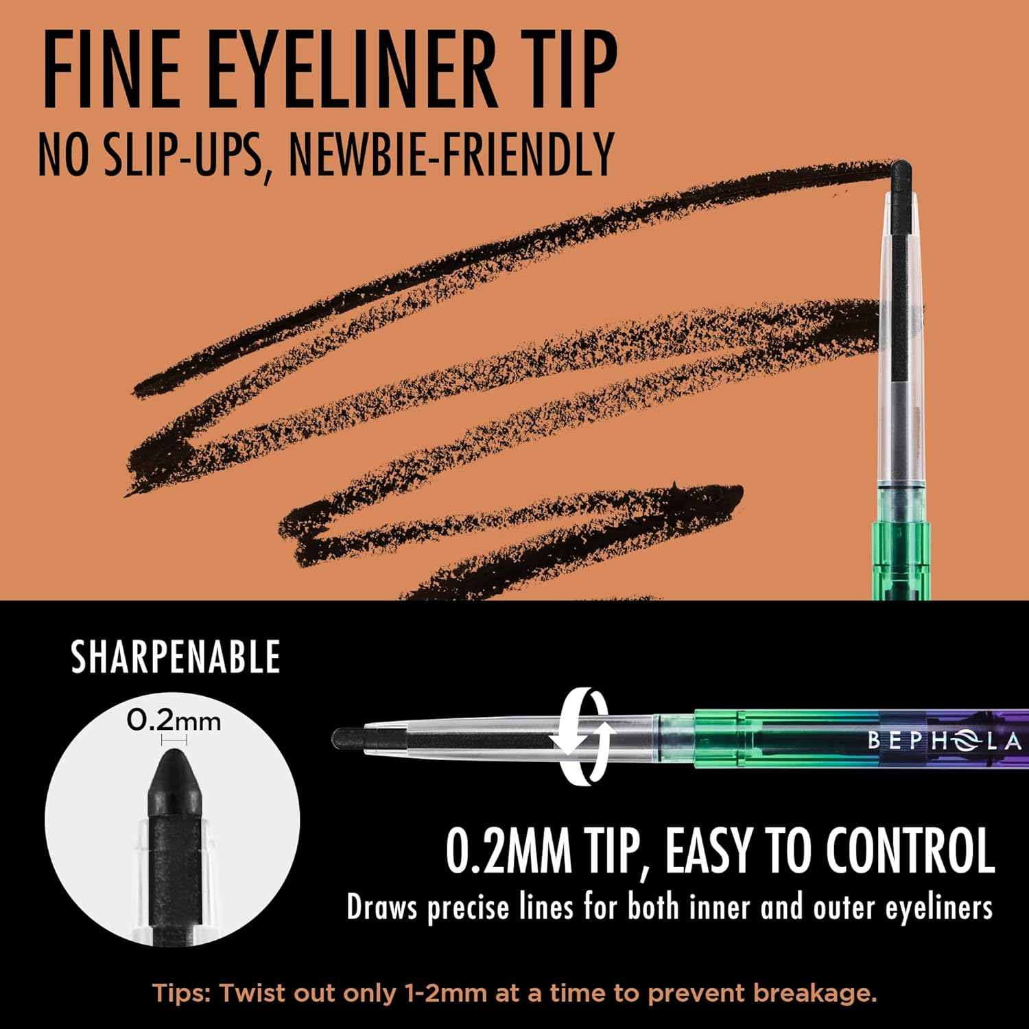 BEPHOLAN Black Eyeliner Pencils,Waterproof Gel Eyeliner Pencil Black Waterline Eye Liner Pen for Women Waterproof Smudge Proof Long-Lasting (BLACK) image number 2