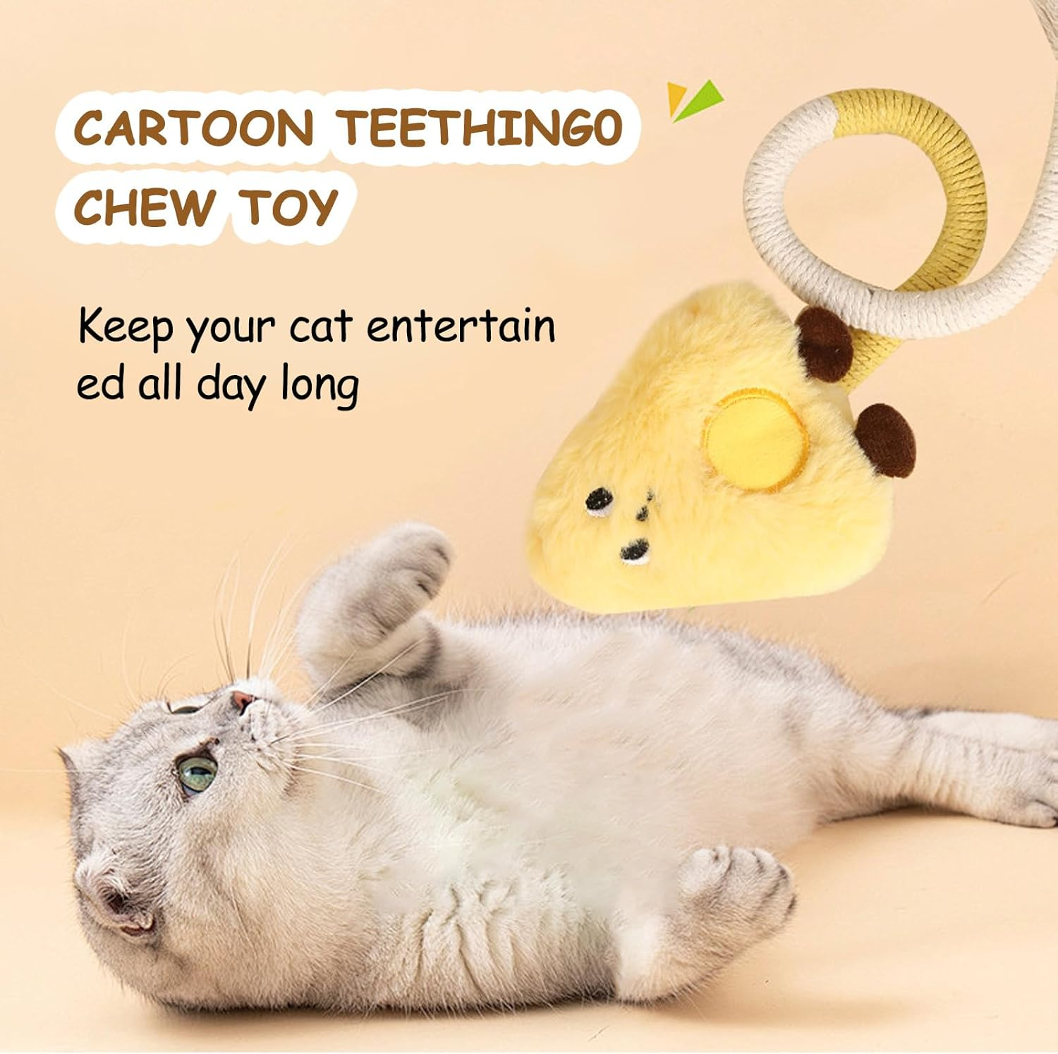 FOSDICK 4 Pieces Cat Toys for Indoor Cats Adult Kitten, Self Amusement Cat Toy, Kitten Teething Toys Chew Rope, Teeth Cleaning Stress Release Cotton Rope for Indoor Cats Kittens to Bite, Chew, Kick image number 5