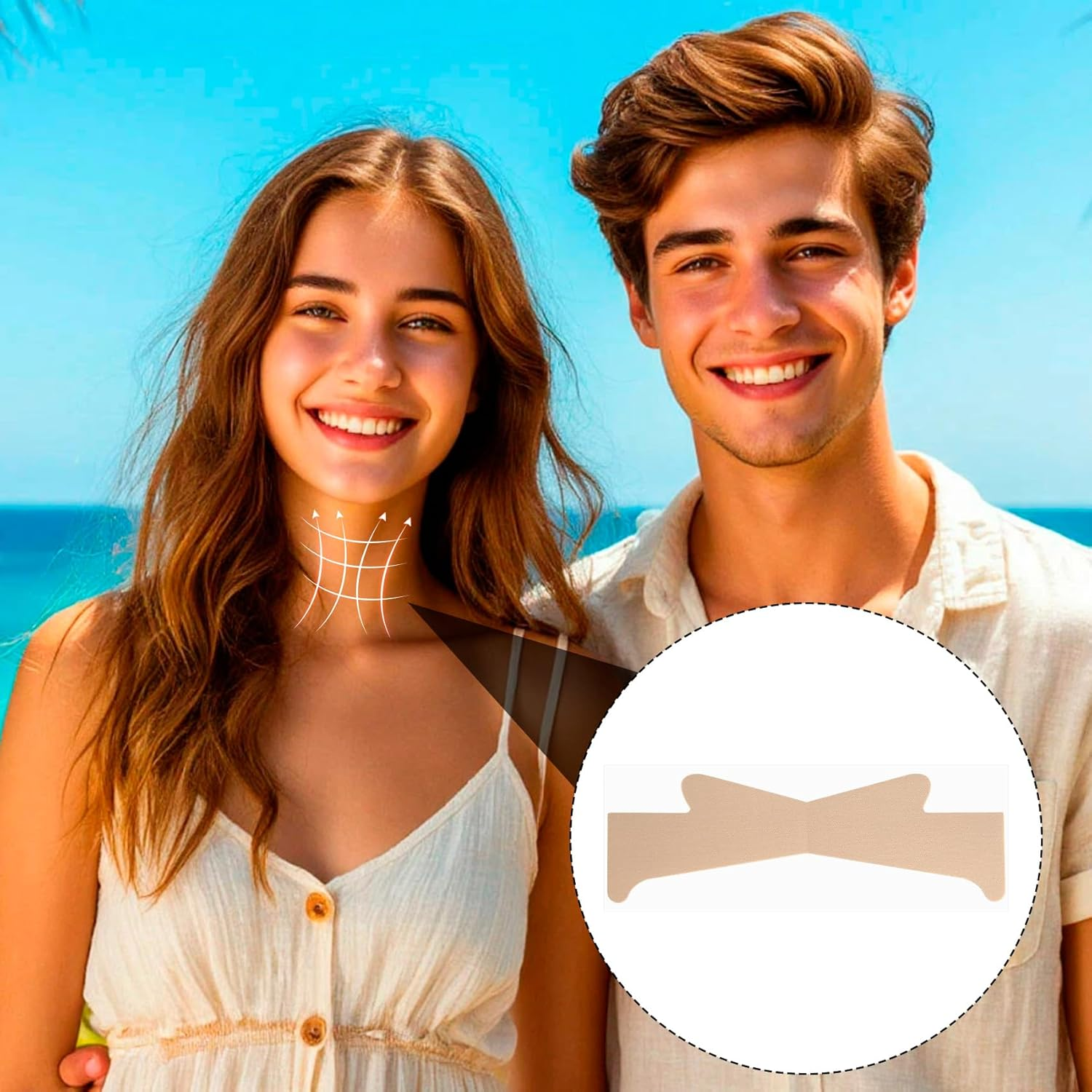 Alpinleux 20 Pcs Instant Neck Lift Tape, Neck Tape Lifting Invisible, Breathable Neck Tape, Self-Adhesive Neck Lift Tape Invisible behind Neck (Skin Color) image number 1