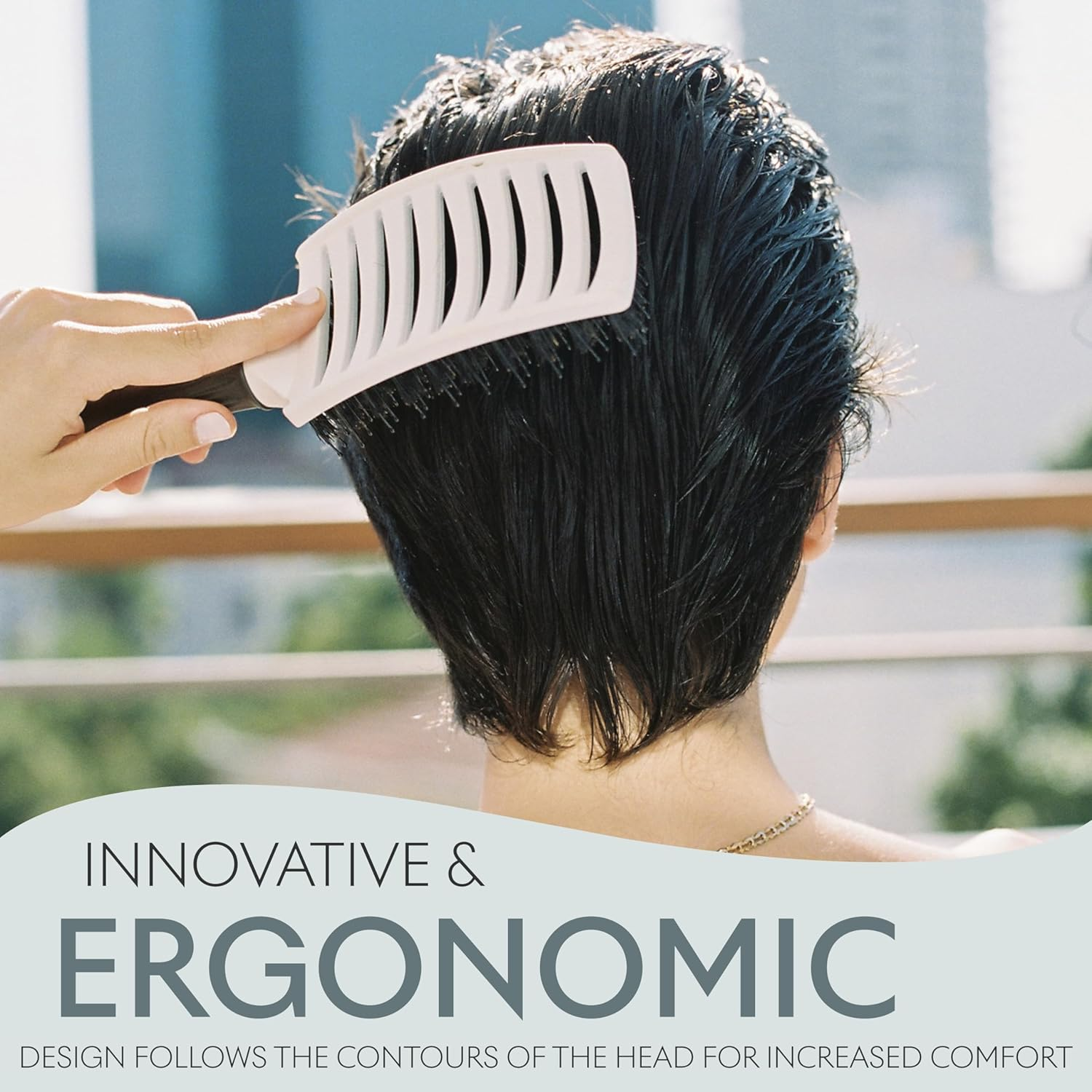 SEACRET Flexi Pro Styling Detangling Hair Brush, Ergonomic Detangling Brush for Curly & All Hair Types, Soft Bristles for Gentle Care, Prevents Breakage, Vented Design for Faster Drying image number 3