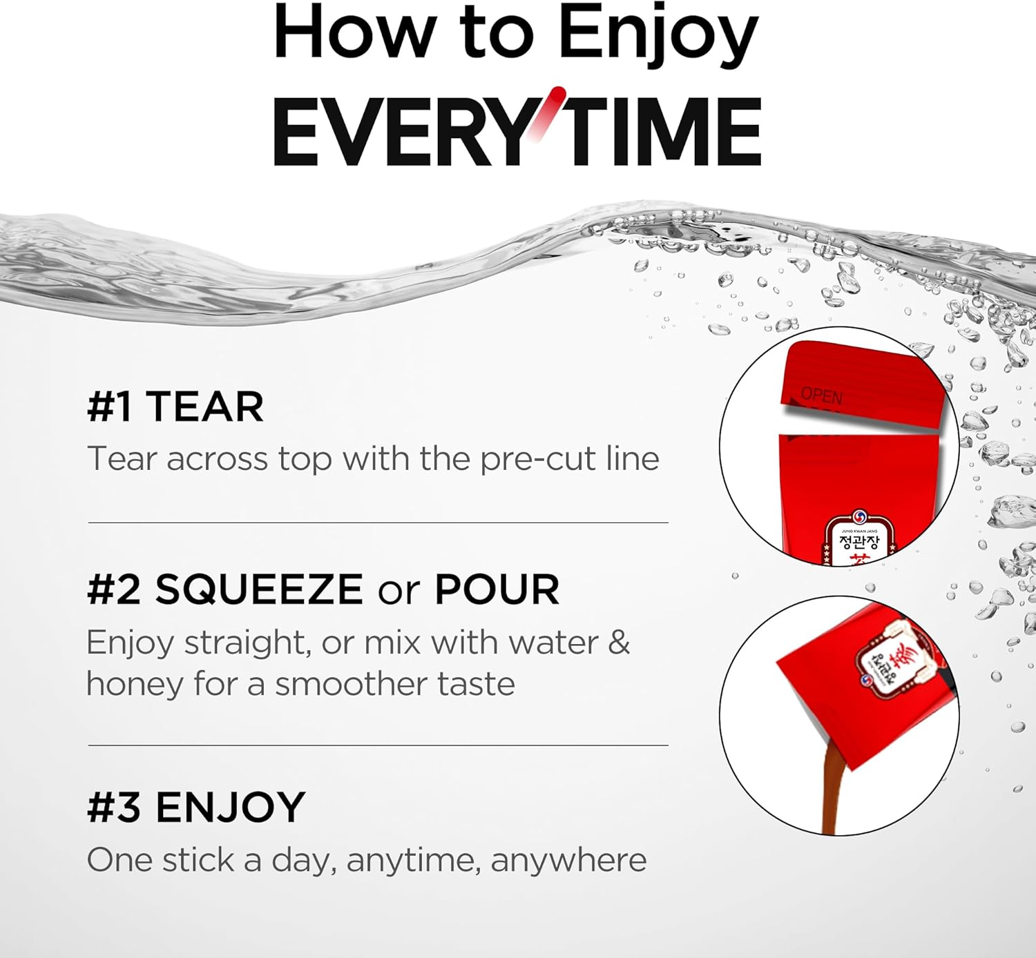 Jung Kwan Jang Korean Red Ginseng Extract Everytime 1,000Mg & Grapefruit Liquid Stick - Vegan Frendly, Ginseng Root Energy Drink Supplements - Builds Stamina & Immunity, Caffeine Free, GMO Free (10Ml X 10 Sticks) image number 1