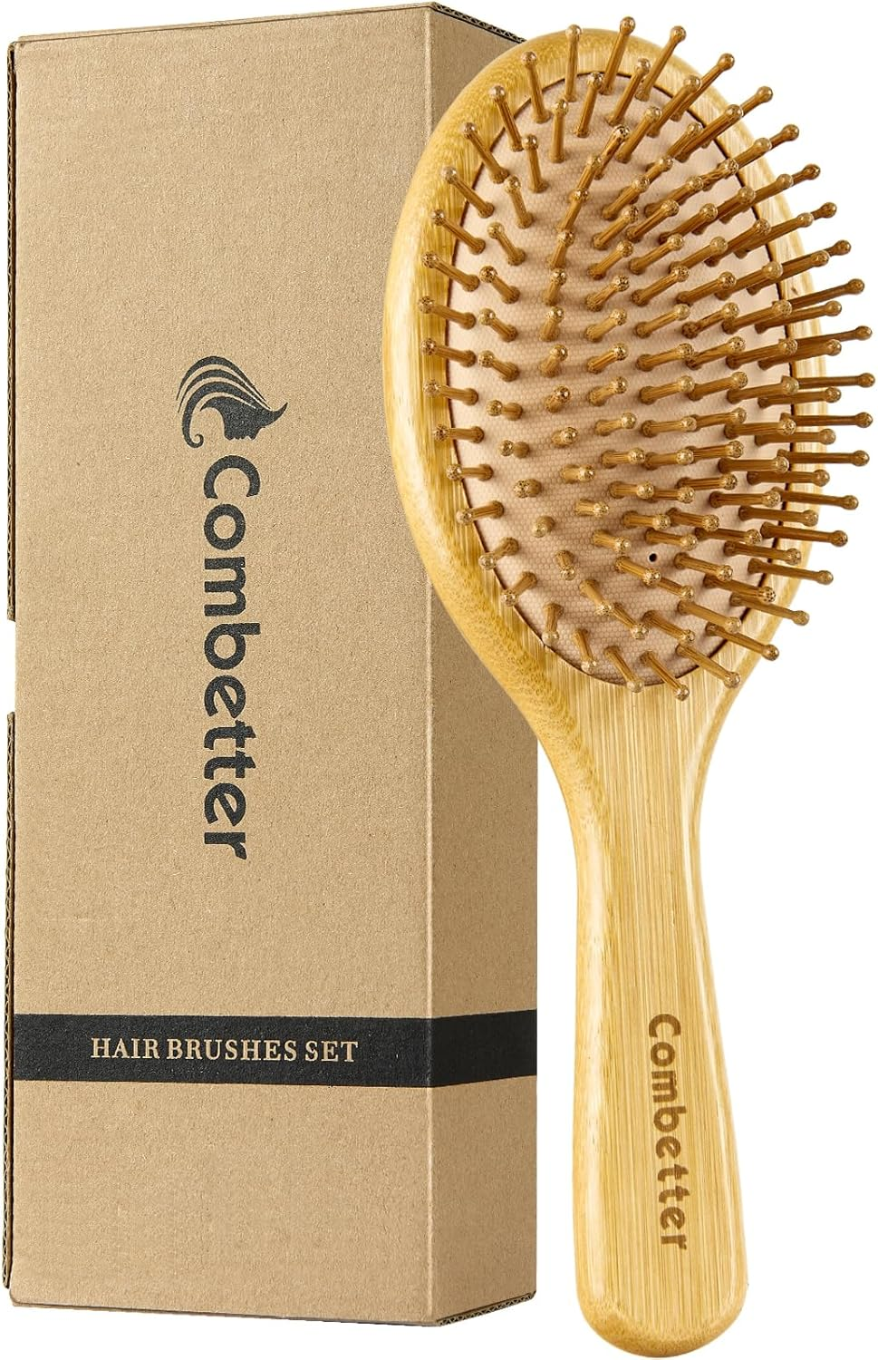Hair Brush-Natural Bamboo Paddle Detangling Hairbrush, Suit for Women Men and Kids Thick/Thin/Curly/Dry Hair, Massage Scalp Combetter image number 2