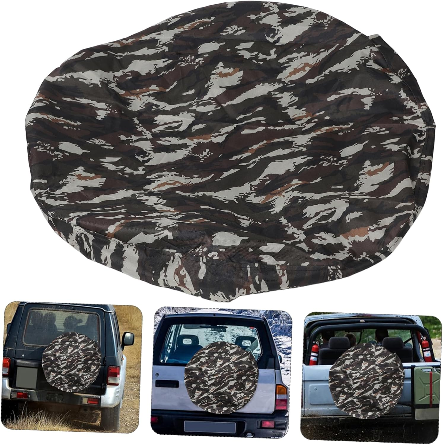 Beatifufu Spare Tire Wheel Protectors Oxford Cloth Camo Tire Cover Uv Protection Fit for SUV Rv Travel Outdoor image number 1