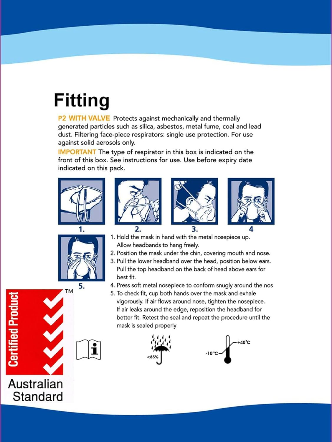 P2 Face Mask Respirator Particulate Disposable Respirator P2 Valved Dust Mask 10 Pack for WOODWORKING PAINTING WELDING GRINDING SANDING RESPIRATOR image number 1