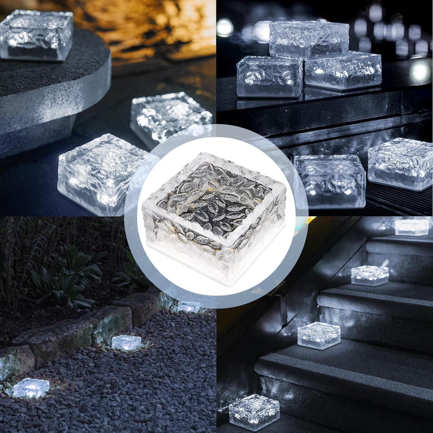 MEDOYOH 2PCS Cool White Light Solar Light PVC Brick, 10X10Cm Solar Ground Light On/Off Ponds Lights Outdoor Garden Ornaments image number 3