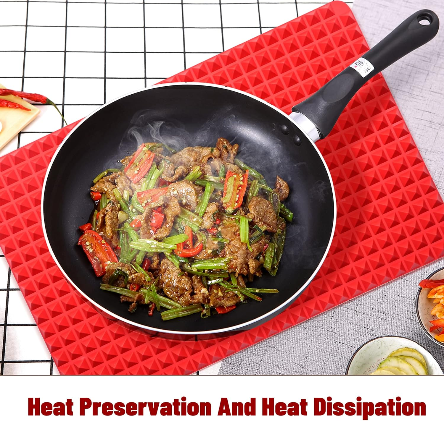 2Pcs Diamond Chef Silicone Mat Baking Pan, 15.3 X 10.6Inch Multifunctional Outdoor BBQ Pyramid Mat Mat Tray Mould Sheets Fat Reducing Cooking Heat ​Resistant Non-Slip Reusable Bakeware ​Baking Mats image number 2