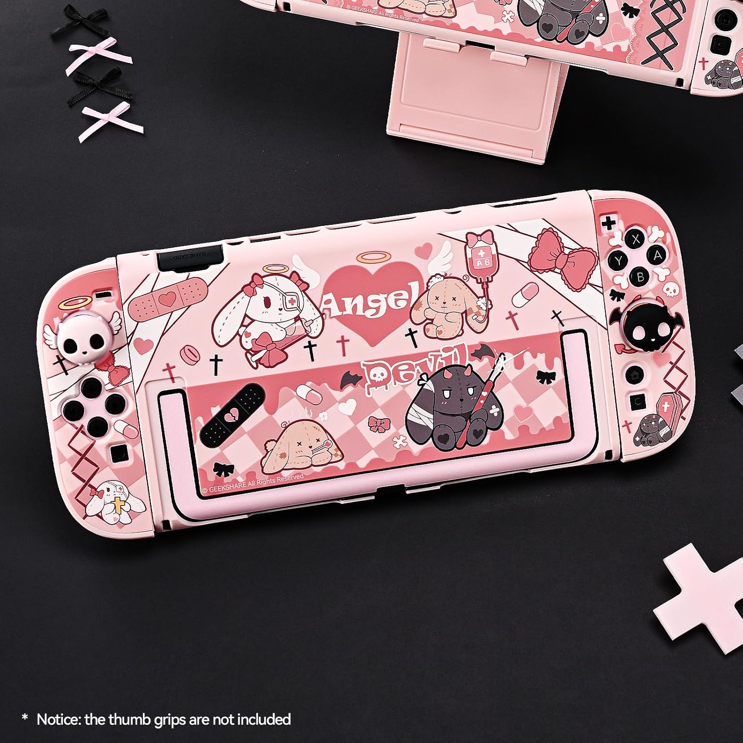 Geekshare Slim Protective Case Compatible with Switch 2 (2025), Anti-Scratche and Shock-Absorption Dockable Hard Shell for Switch 2 Game Console - Gothic Bunny image number 6