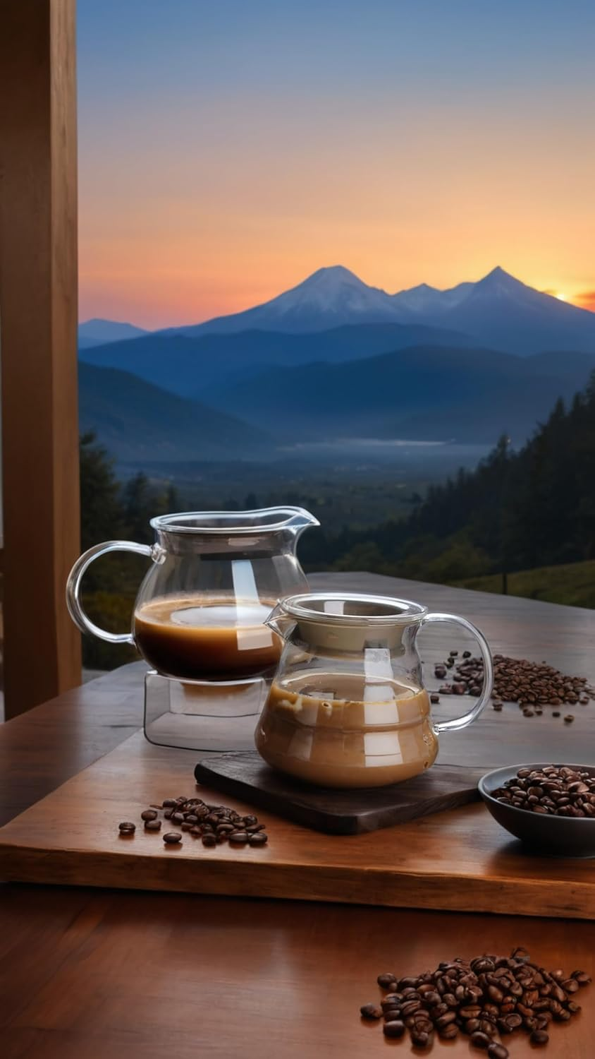 Coffee Maker Teapot - 360Ml Carafe with Lid | Heat-Protected Pour over Pot | Elegant Home & Cafe Essential | Transparent Design image number 4