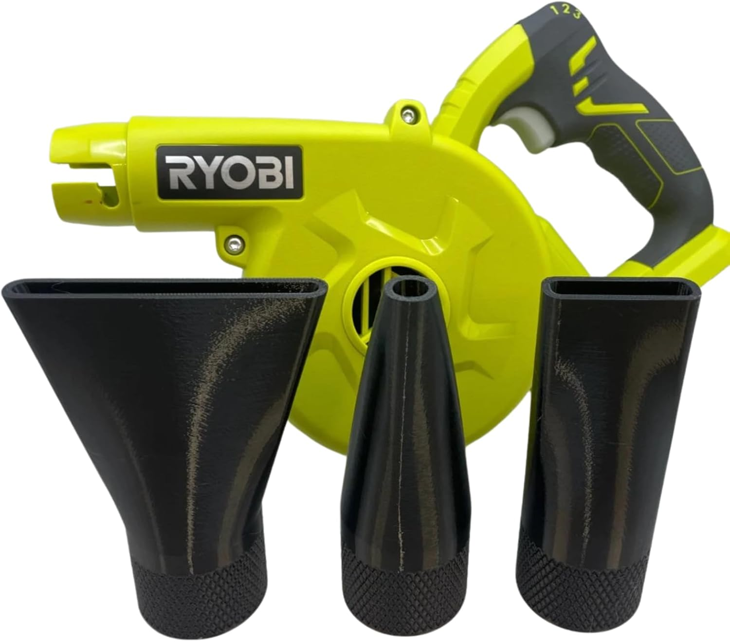 3X Stubby Nozzle Set Compatible with Ryobi R18TB-0 18V ONE+ Blower | PETG Black Leaf Blower Accessories image number 3