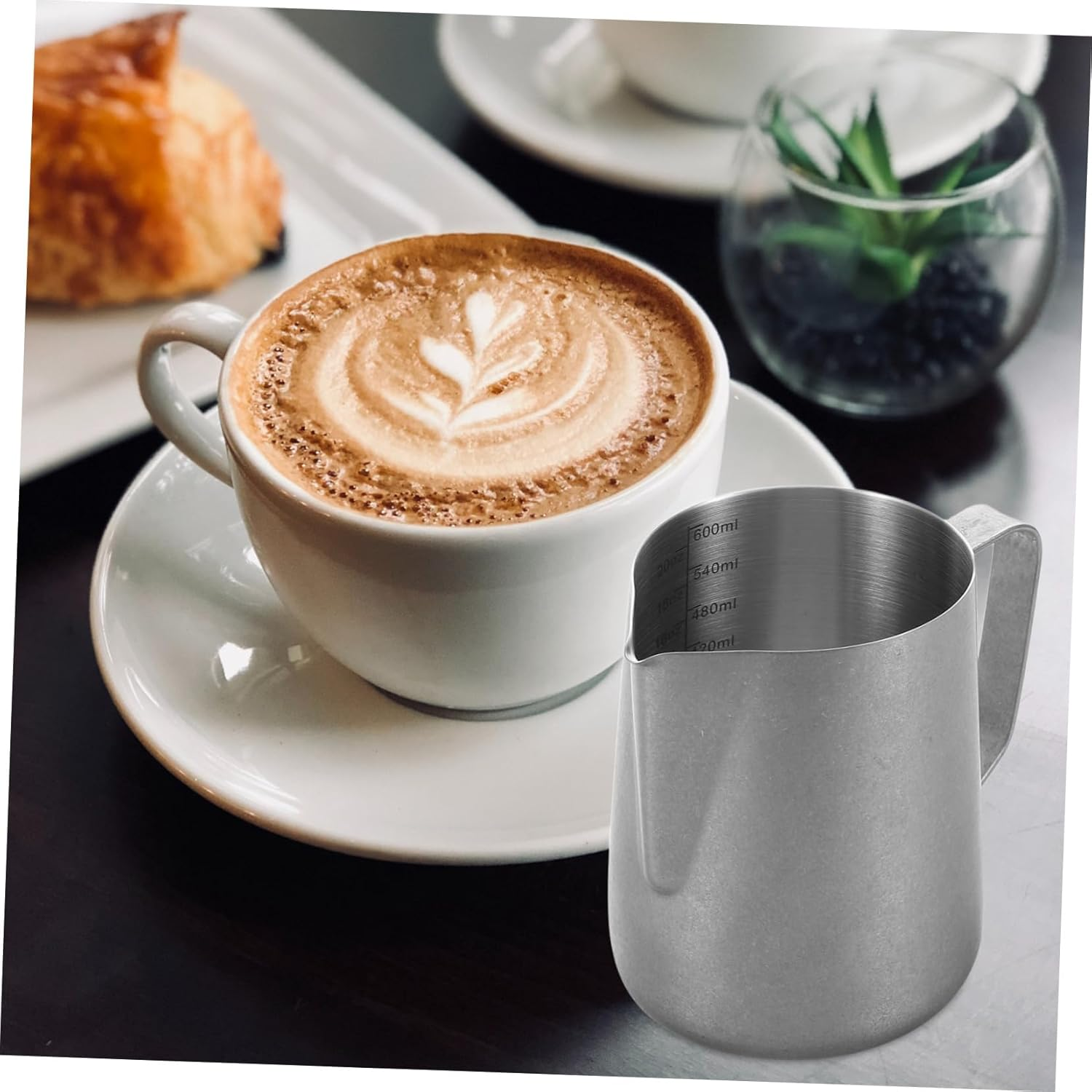 PHENOFICE Stainless Steel Milk Frothing Pitcher Retro Design Coffee Frother Cup for Espresso Latte Art and Milk Tea Precision Pouring with Vintage Charm and Ample Capacity image number 3