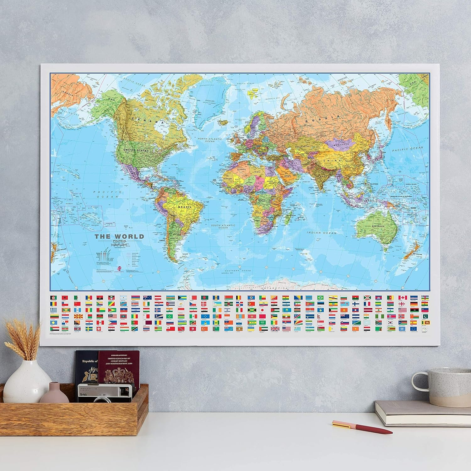 Maps International - World Map with Flags - Laminated - 84.1Cm (W) X 59.4Cm (H) image number 5