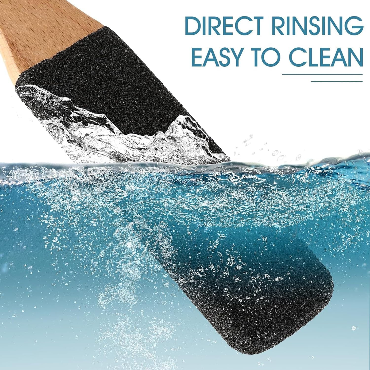 Pumice Stone Foot Pedicure File，Foot File Pumice Stone, with Wooden Handle Foot Grater for Foot Cracked Heels, Dead Skin, Hard Skin- Premium Beech Wood & Silicon(Black)