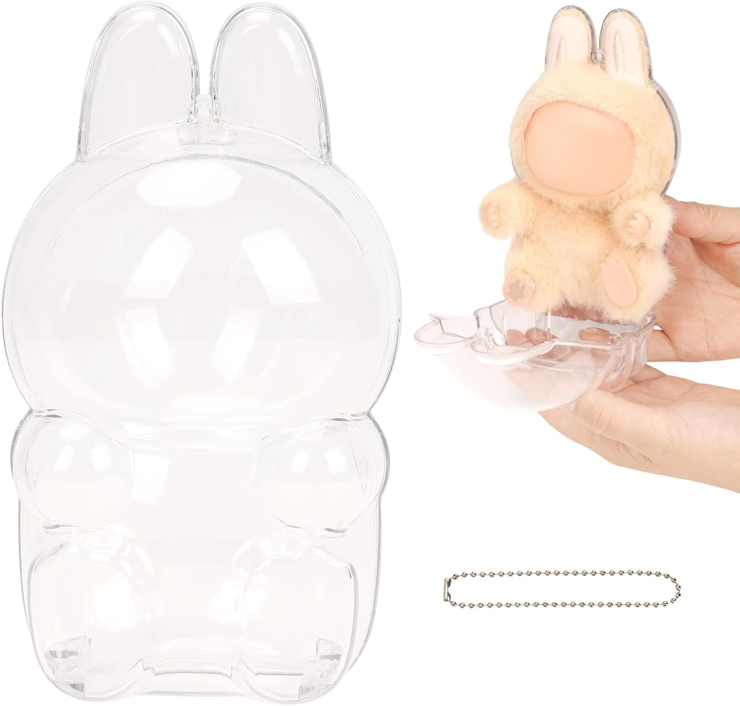 Viiotu Protective Case for LABUBU, Plastic Dustproof Display Box Compatible with LABUBU Pop Mart, Clear Figure Display Case for LABUBU Sitting & Standing Figure (1, Sitting-2)