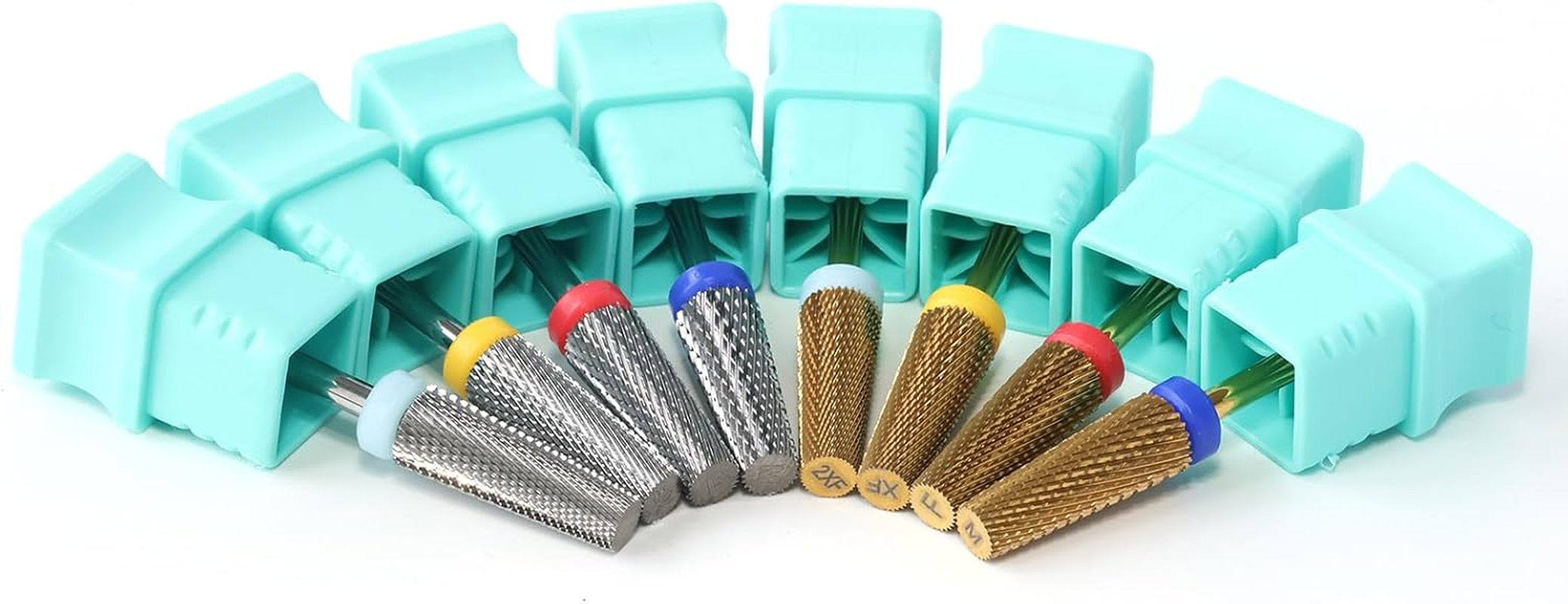 HYTOOS 5 in 1 Nail Drill Bits, 6 * 16Mm Flat Top Tapered Professional Tungsten Carbide Bit for Gel Polish & Base Removal, Electric File Manicure Drills Accessories Tool,2Xf