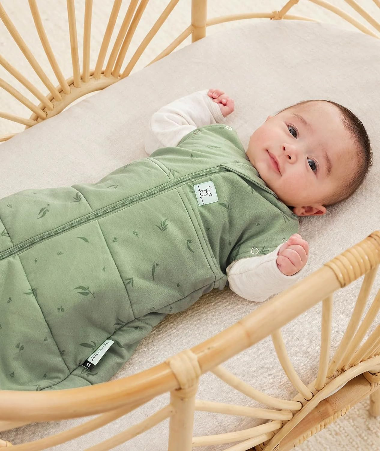 Ergopouch 3.5 TOG Cocoon Swaddle, 3-6 Months &ndash; Willow Print &ndash; Organic Cotton Swaddle & Sleeping Bag in One &ndash; Arms In/Out &ndash; Easy-To-Use Two-Way Zipper &ndash; Designed for Safety & Comfort image number 4