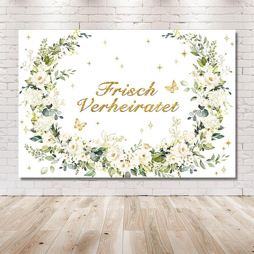 MEHOFOND 2.1 X 1.5 M Newly Married Background White Flowers and Plants Romantic Wedding Decoration Photography Background Banner Indoor Garden Wedding Decoration Couple Photography Props image number 6