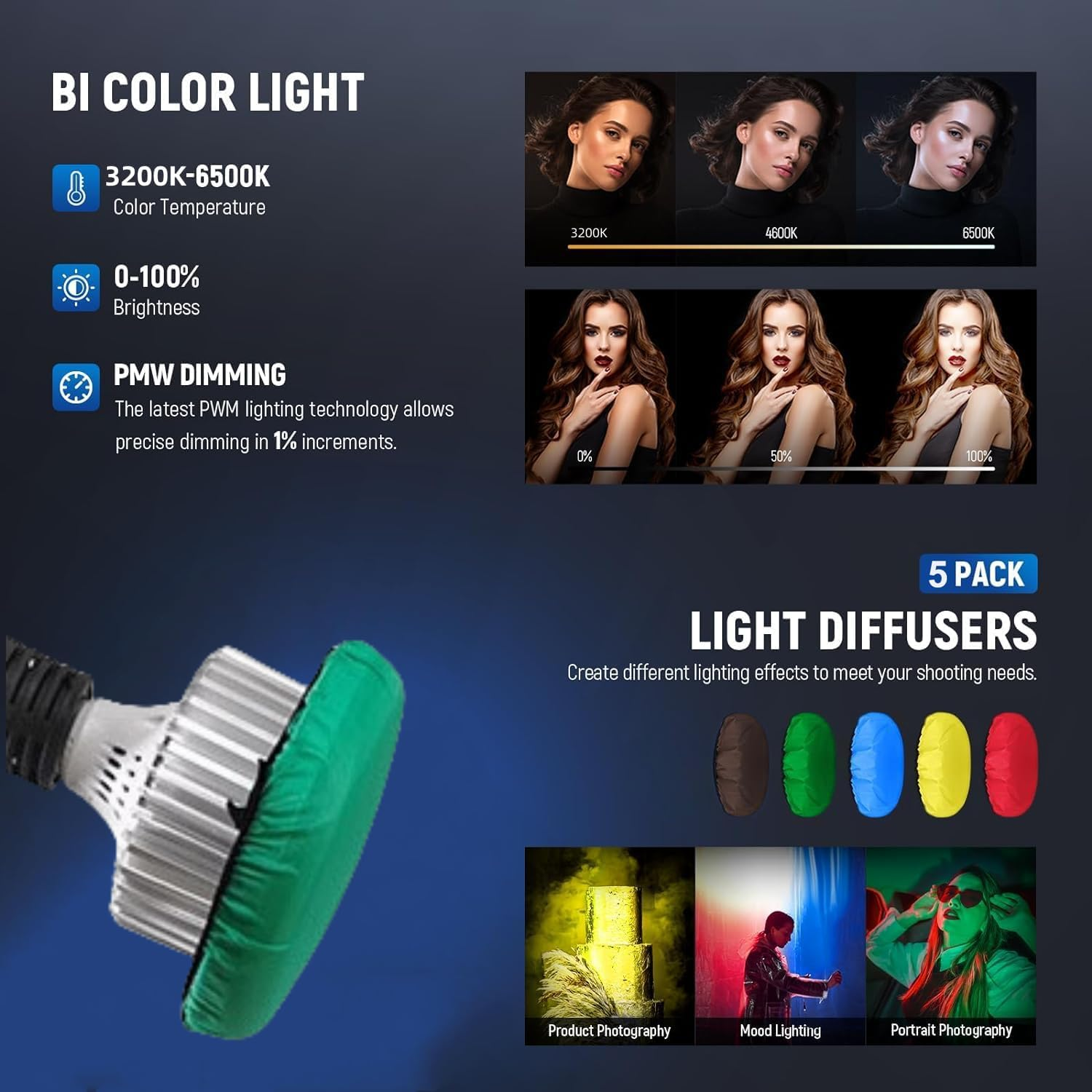 Softbox Lighting Kit, Continuous Photography Lighting Kit with 50Cmx70Cm Soft Box | 150W 3200K-6500K E27 LED Bulb, Photo Studio Lights Equipment for Camera Shooting, Video Recording image number 4