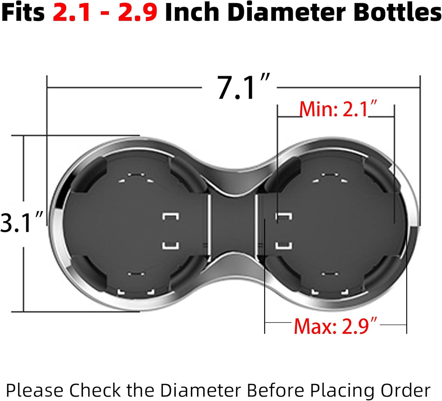 Car Cup Holder Extender with Adjustable Mounting Base - Cup Slot 1-2 Splitter Expander Organizer Fits Vehicle Boat Truck RV Holds Standard Drinks Water Bottles image number 5