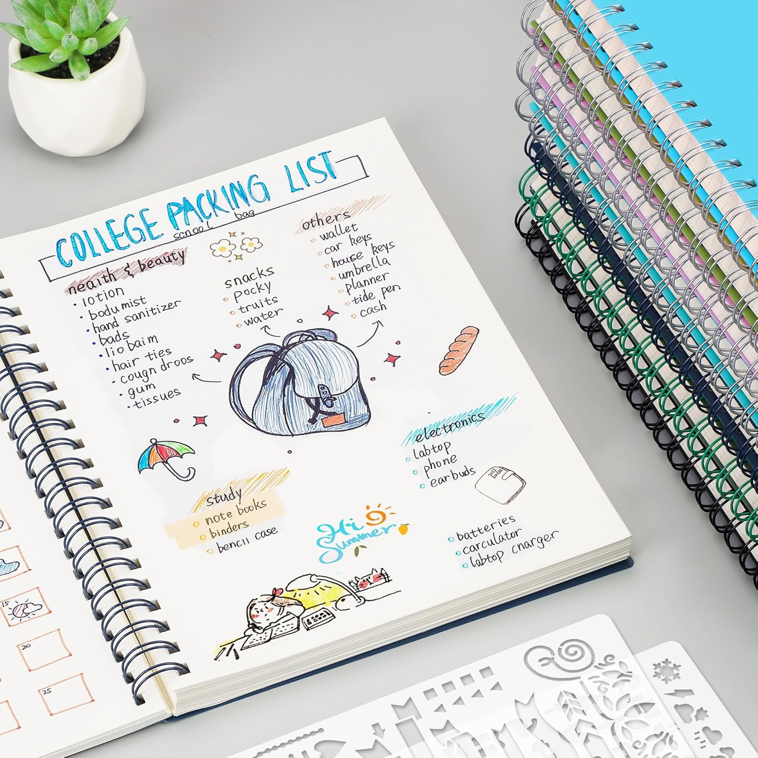 RETTACY A4 Spiral Blank Notebook, Wired Sketchbook, 300 Pages/150 Sheets for Drawing, 120 GSM, Plastic PVC Hard Cover, for Writing, Women, Men, School, 21.5 X 27.9 Cm, Blue image number 1