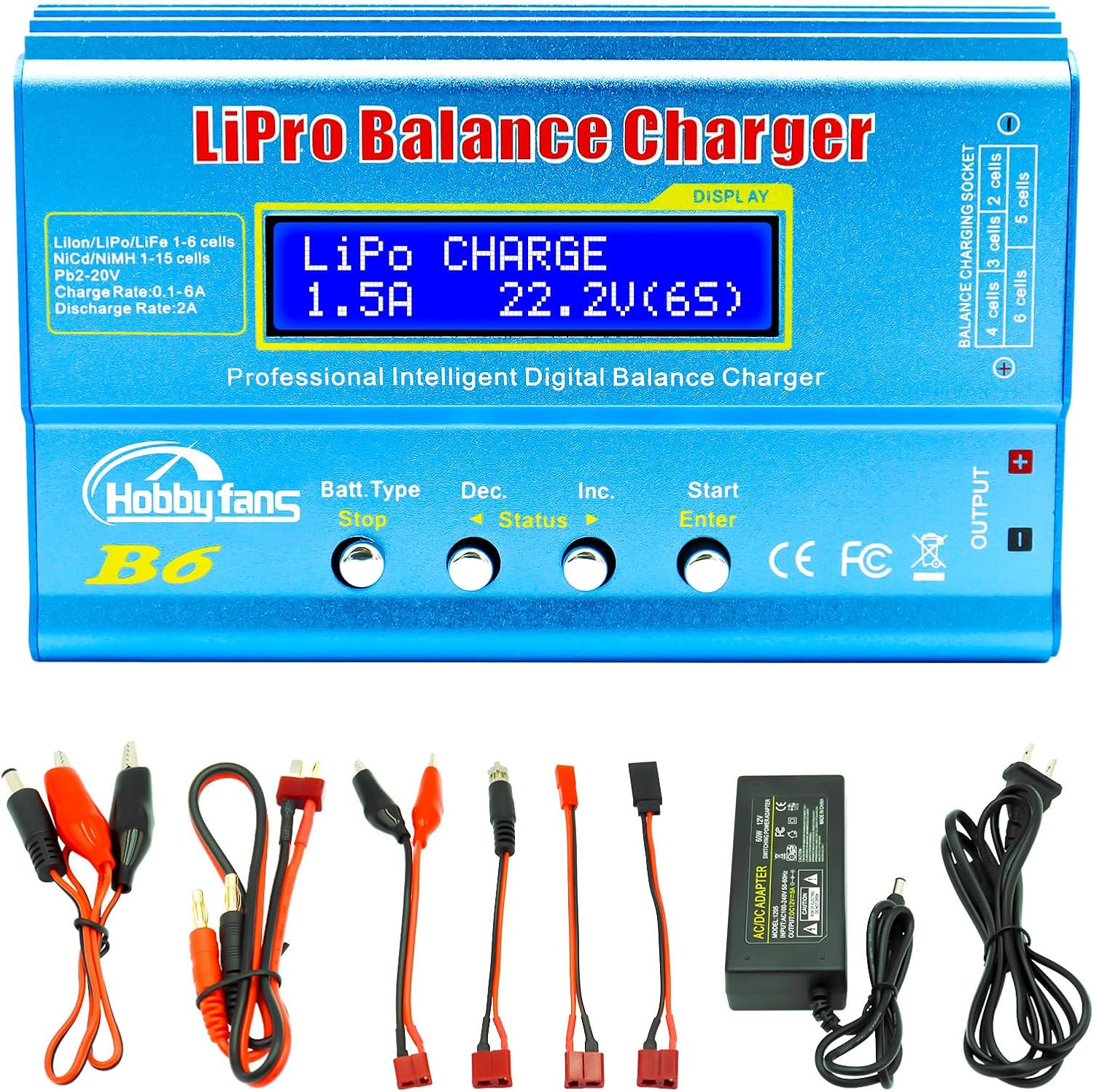 Hobby Fans B6 Mini Professional Balance Charger/Discharger with Power Supply for 1S-6S Lipo Lilon Life Nicd Nimh Pb RC Battery image number 2