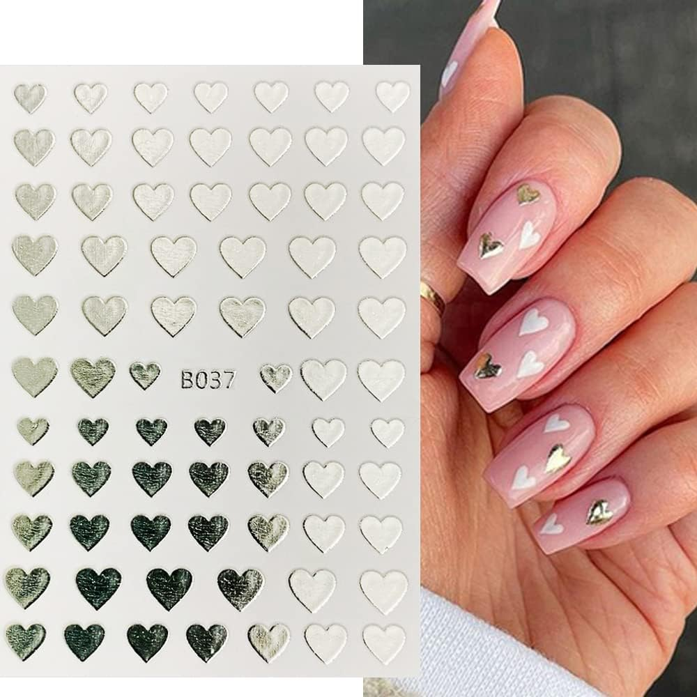 8 Self-Adhesive Nail Art Stickers - Heart & Nail Decorations image number 3