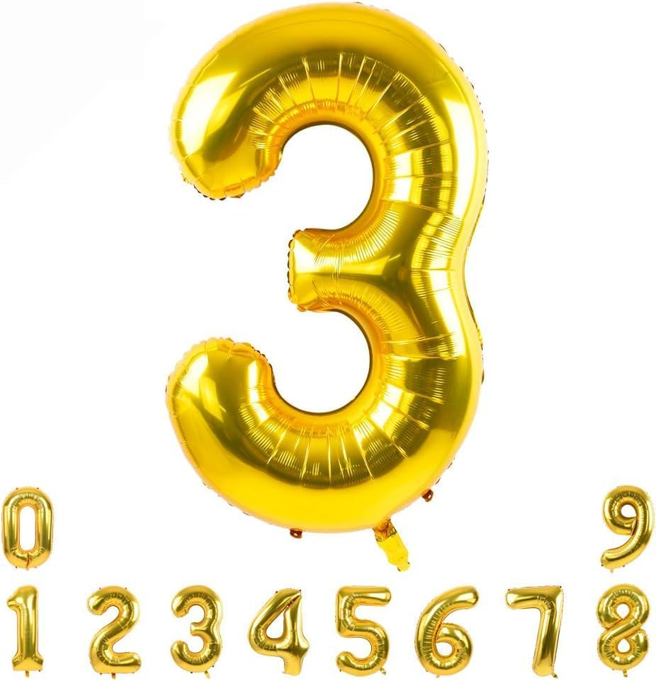 UKKQES 81CM Gold Large Numbers Balloons0-9,Number 0 Digit Helium Balloons,Foil Mylar Big Number Balloons for Birthday Party Supplies Decorations (4) image number 5