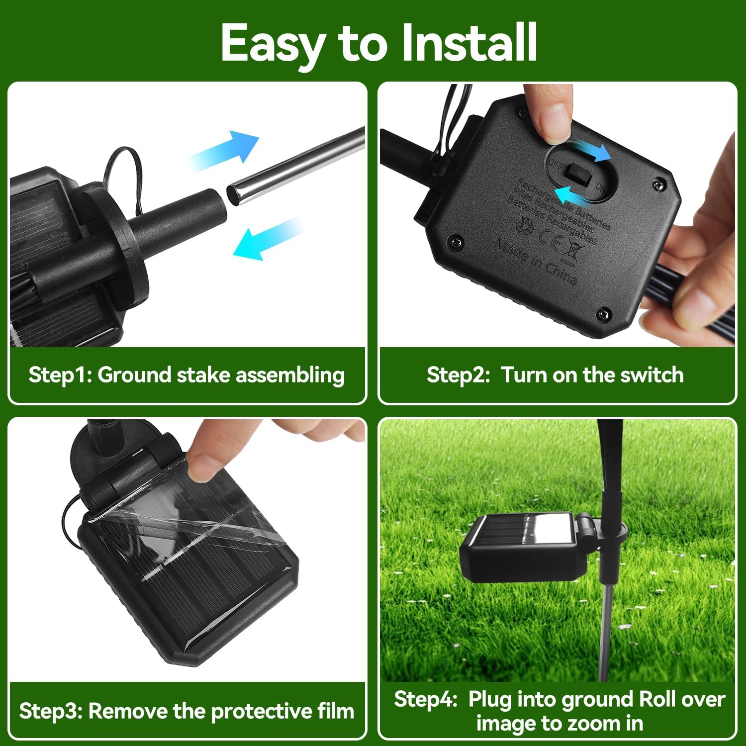 Theapro 4 Pack Solar Butterfly Garden Lights, Total 24 Leds Solar Lights Outdoor Dancing Motion Decorative Stakes Wind-Activated LED Lights IP65 Waterproof for Garden Patio Yard Path image number 1