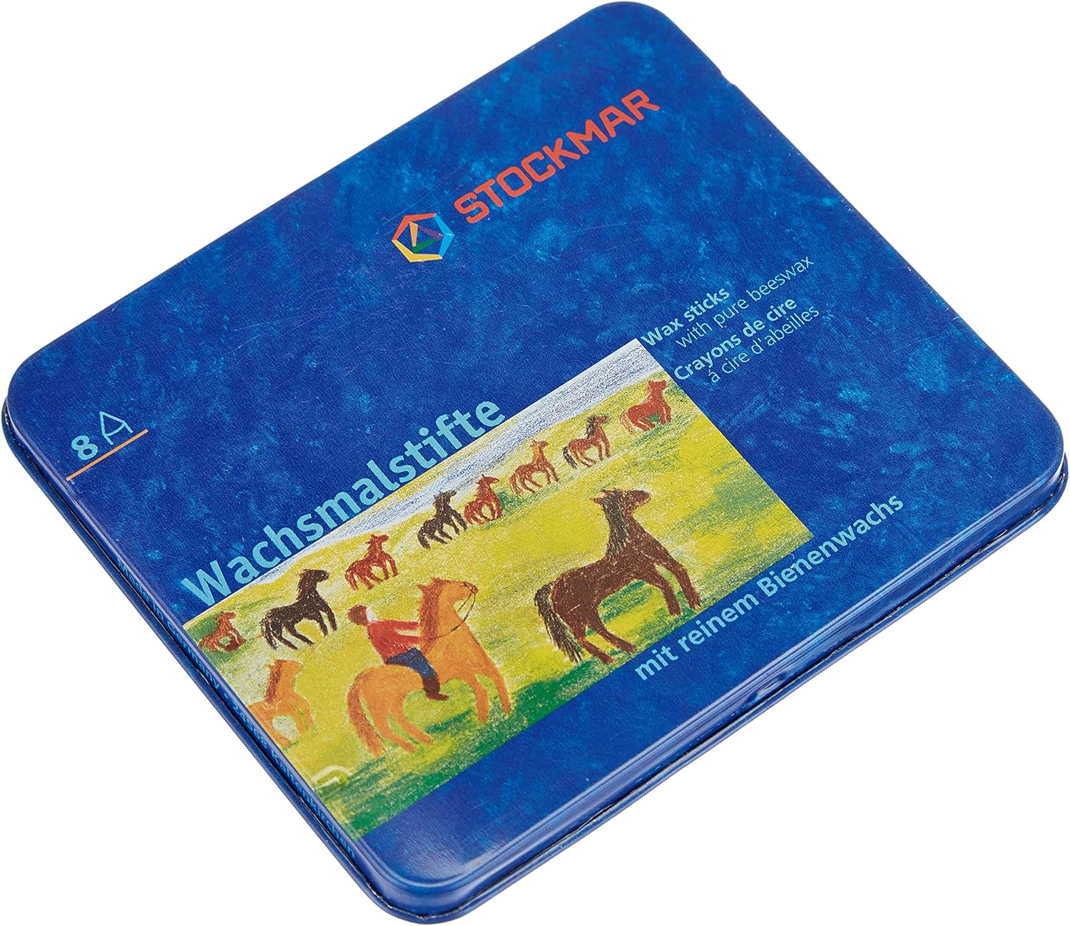 Wax Crayons with Pure Beeswax Sticks in Tin Box, Assorted Colors (Pack of 8)