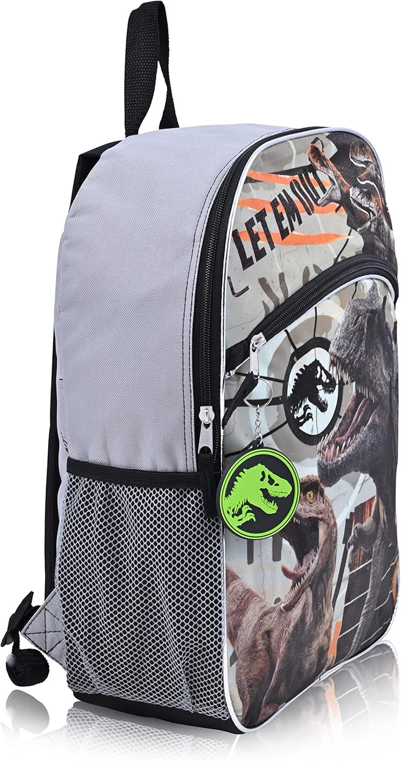 Jurassic World Boys Backpack Dinosaur Knapsack | Elementary and Kindergarten Kids Backpacks for School - Jurassic World 6Pc image number 4