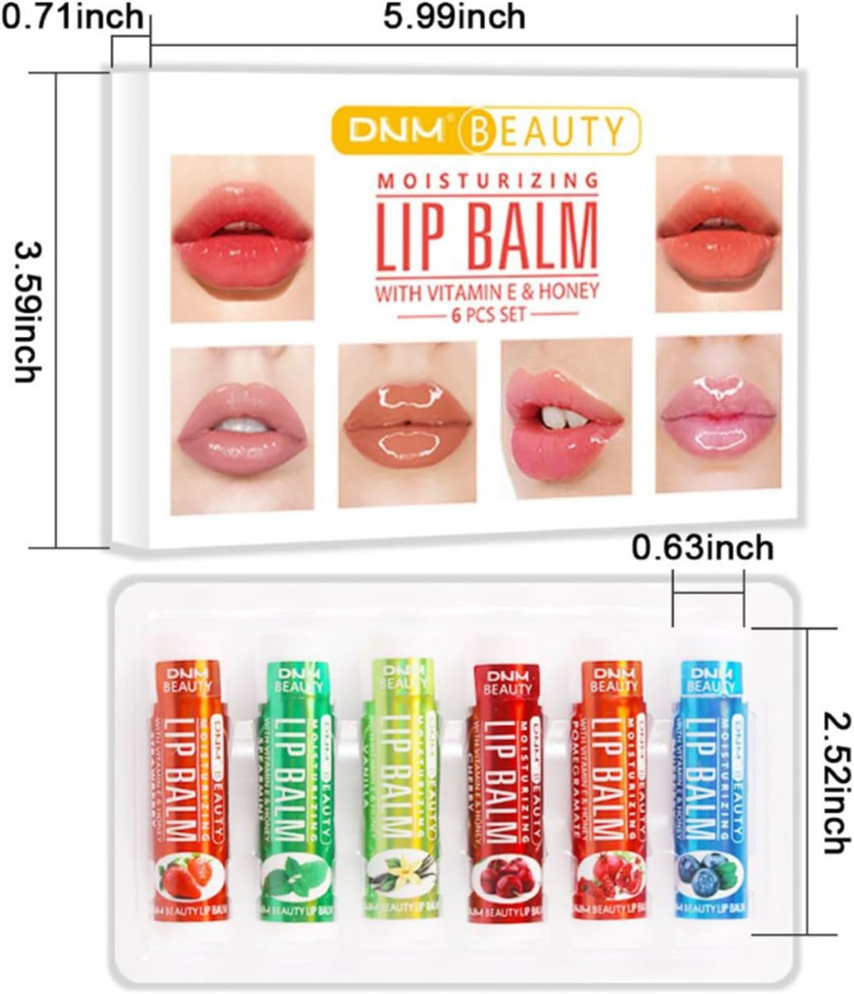 Jascherry 6 Pcs Moisturizing Lip Balm, Lip Oil Set, Fruit Makeup Lip Gloss, Lip Repair Chapstick, High Shine, Natural, Non-Sticky Finish, Nourishing Lipstick Anti-Wrinkle Lip Care Gloss image number 6