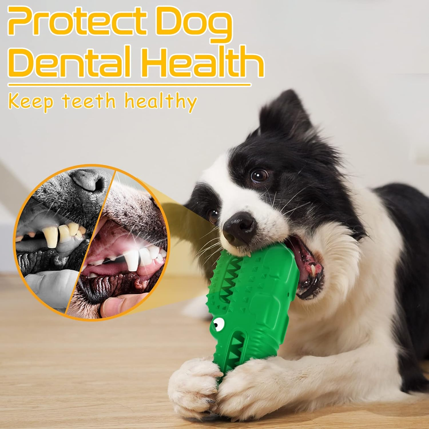 Zimtty Squeaky Dog Toys, Indestructible Durable Chew Toys for Aggressive Chewers, Tough Alligator Rubber Super Chewer Dog Toys image number 1