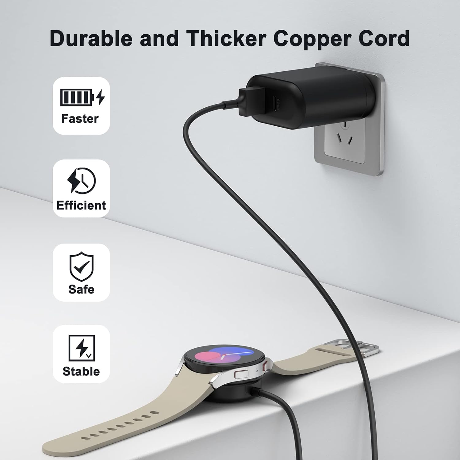 50Cm/1.6Ft Fast USB Chargers for Samsung Galaxy Watch 7 Charger/Galaxy Watch 6 Charging Cable,Replacement USB Charging Cable for Samsunggalaxy 5/6/7 image number 5