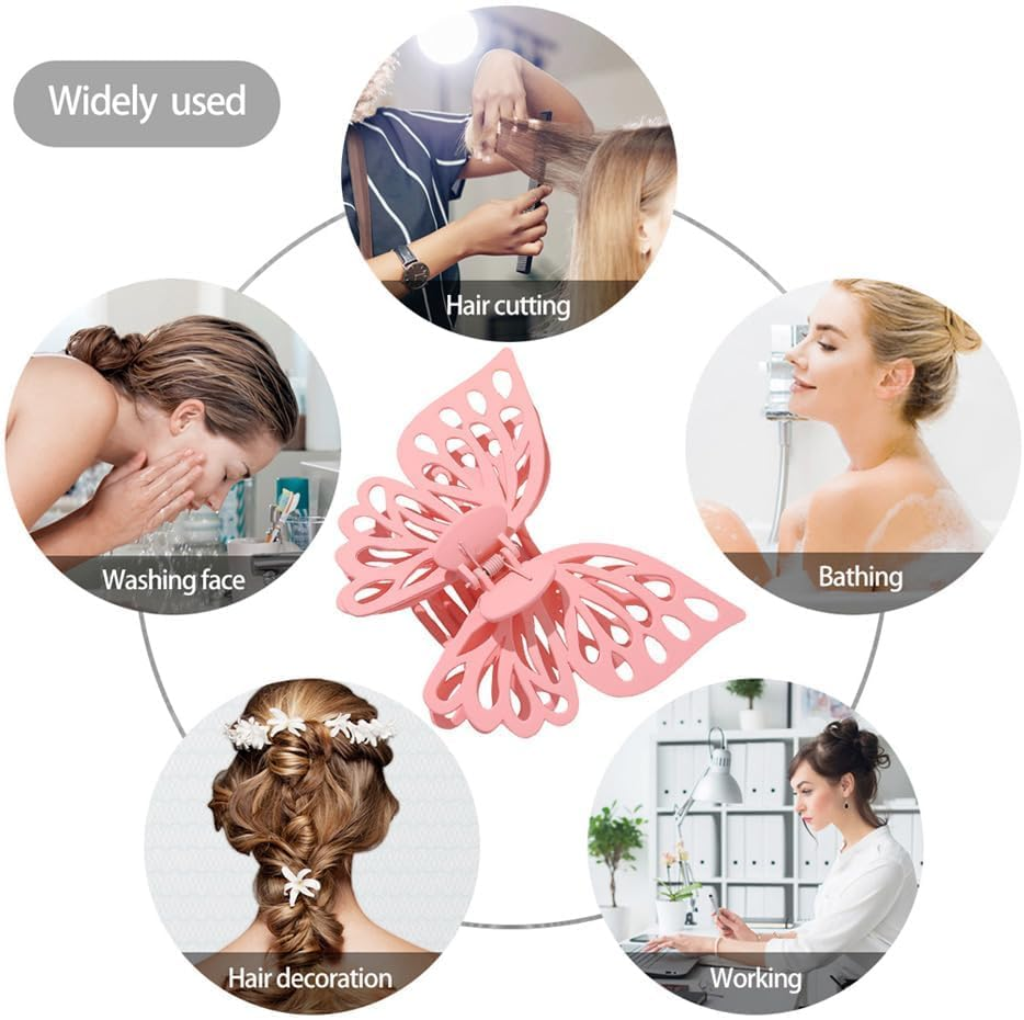 TOFBS Pack of 6 Hair Clips Non-Slip Butterfly Large Hair Clips with Strong Hold Matte Hair Clips Thick Long Curly Hair Fashionable Hair Accessories for Women and Girls image number 6