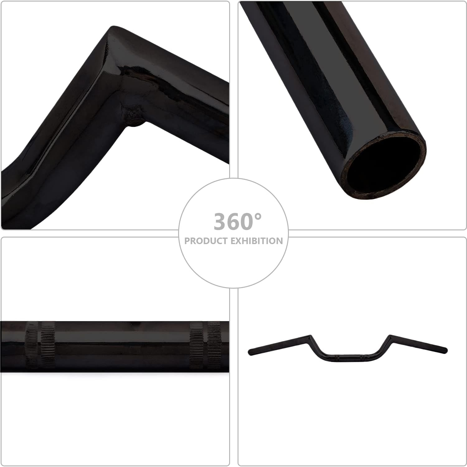Anxin Motorcycle 7/8" Handlebar Cafe Racer Ace Clubman Style Handlebars 22MM Universal for Bobber Custom Application Black - Black image number 3