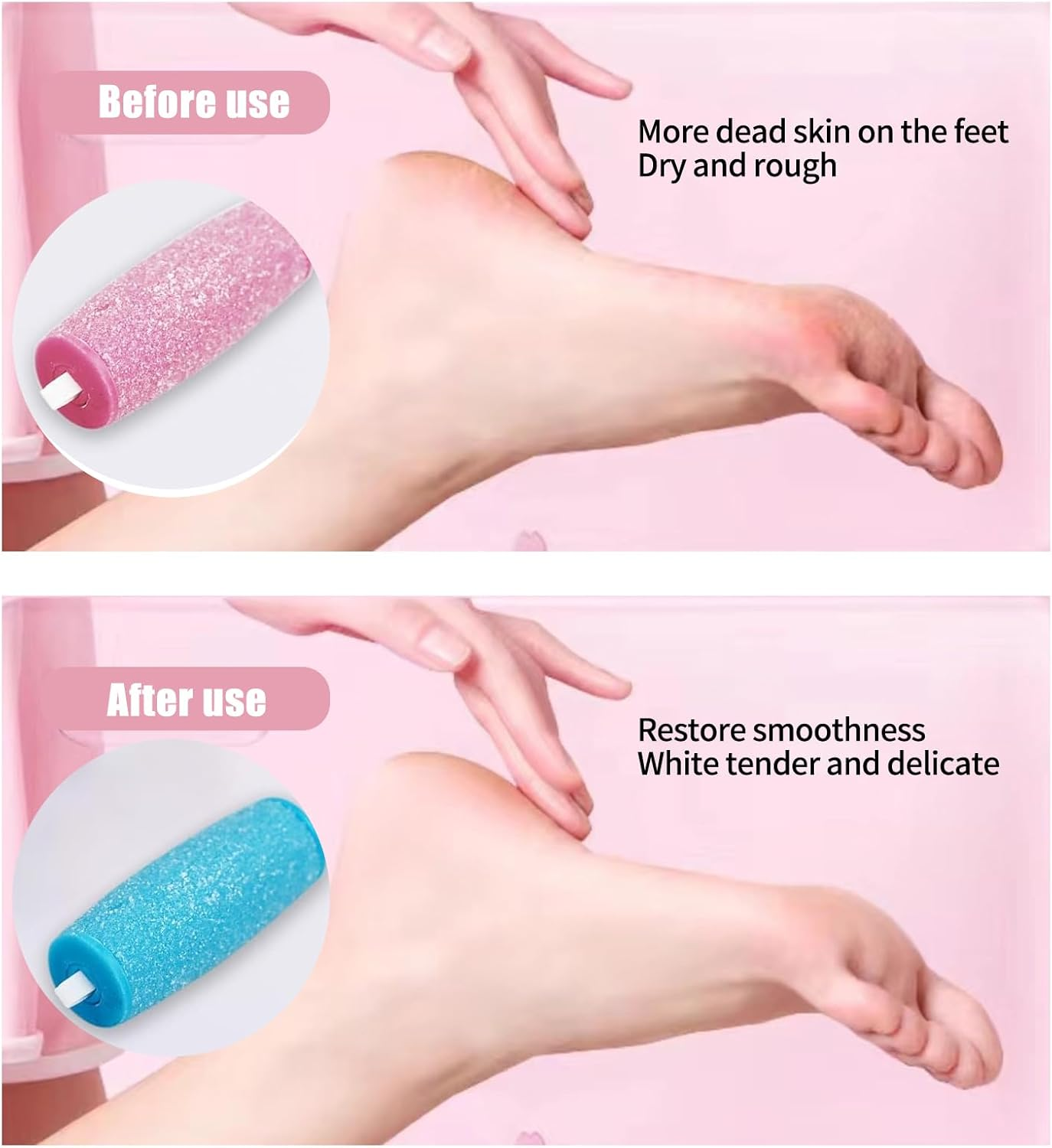 [Pack of 12] Extra Coarse Mineral Replacement Rollers for Scholl Velvet Smooth Callus Remover Refill - Refill Rolls with Diamond Particles, 3 Grits for Soft, Hard and Dry Feet