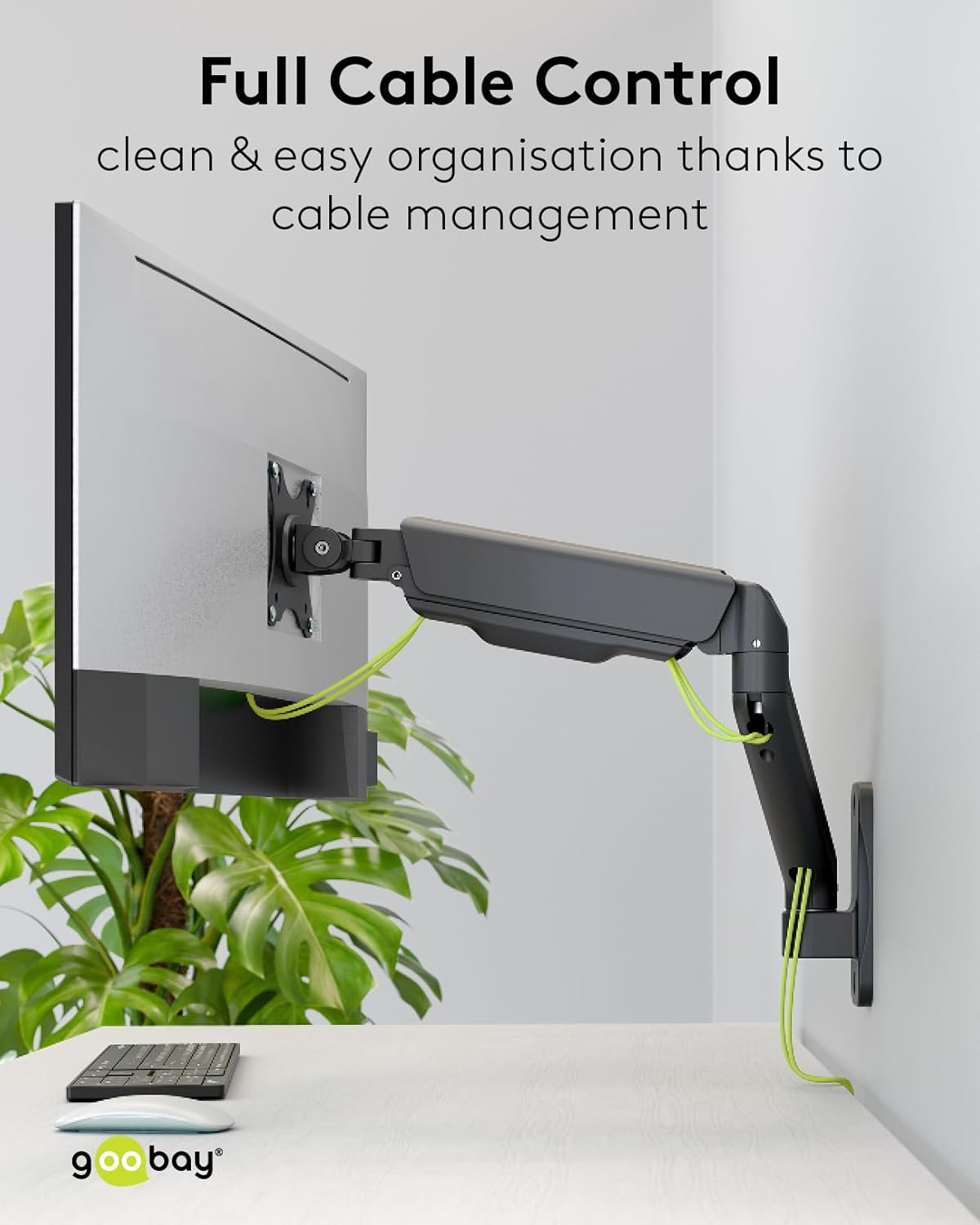 Goobay 70820 Single Monitor Wall Mount 17-32 Inch &ndash; Full Motion Adjustable Arm, Tilt Swivel Rotate, Ergonomic VESA Wall Bracket for Home, and Multimedia &ndash; Black image number 3