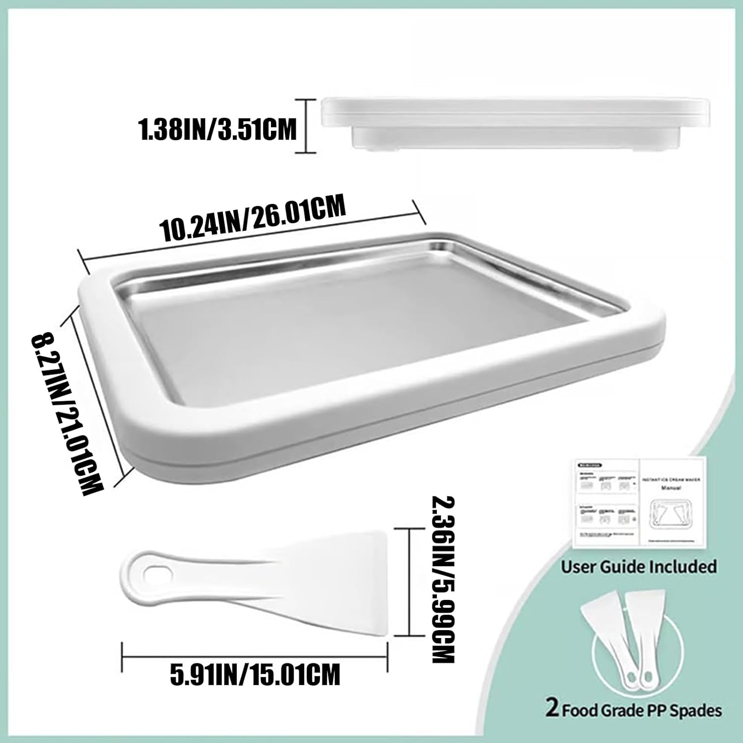 Meindin Instant Ice Cream Maker - Portable Kitchen Gadgets | Rolled Ice Cream Machine with 2 Scrapers,For Party Gatherings Picnic Camping Yogurt Sorbet Home Kitchen Family Kids