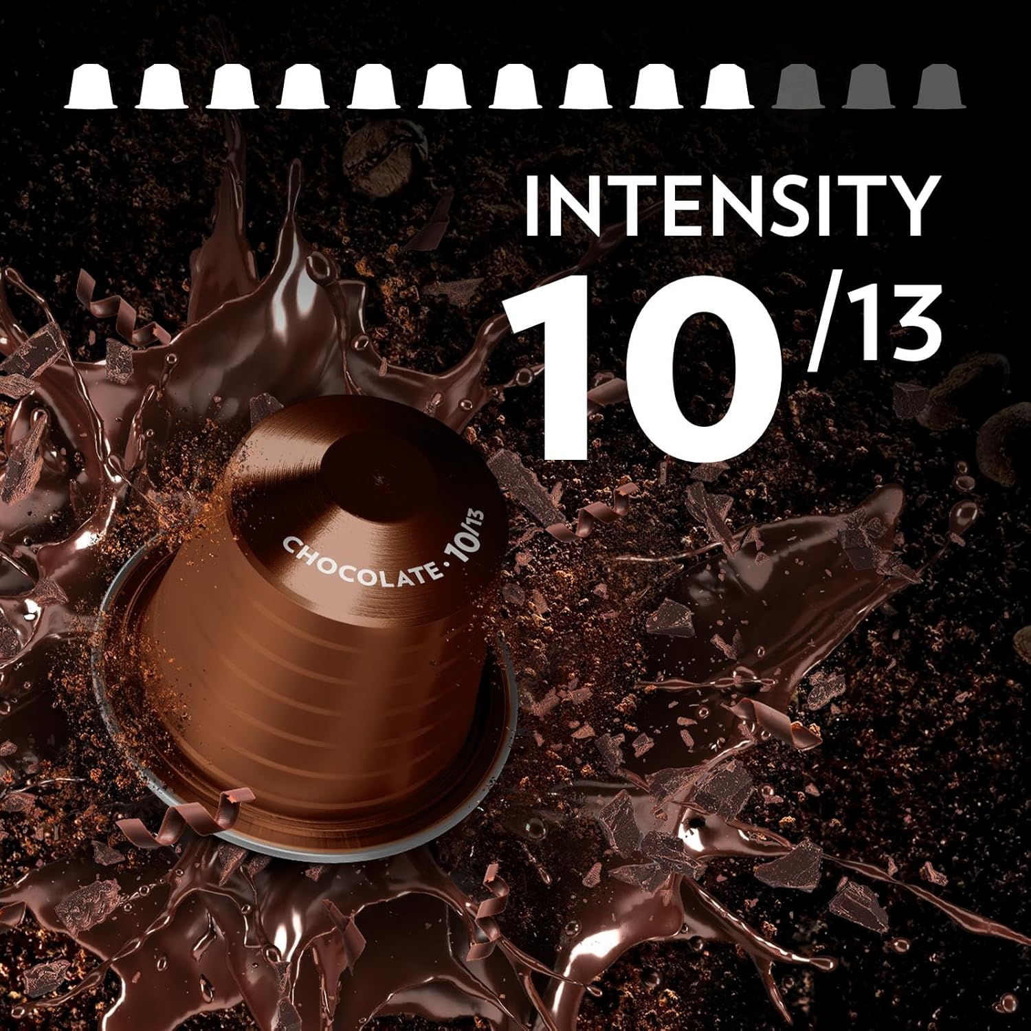 Lavazza, Espresso Gourmet Chocolate, 100 Aluminium Capsules Compatible with Nespresso* Original Machines, with the Natural Chocolate Aroma, Arabica & Robusta, Intensity 10/13, Medium Roasting image number 2