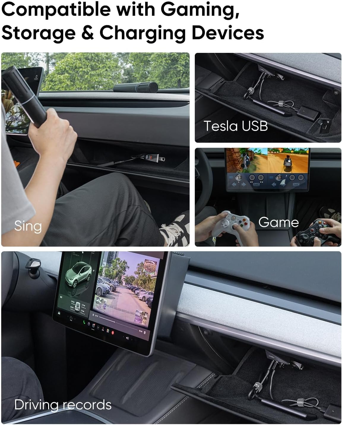 Tesla USB Hub, USB 3.0 Data Transfer, Type-C and USB Ports, Compact Design (Glovebox Hub, Horizontal Plug - 3(21-23) & Y(21-24)) image number 5