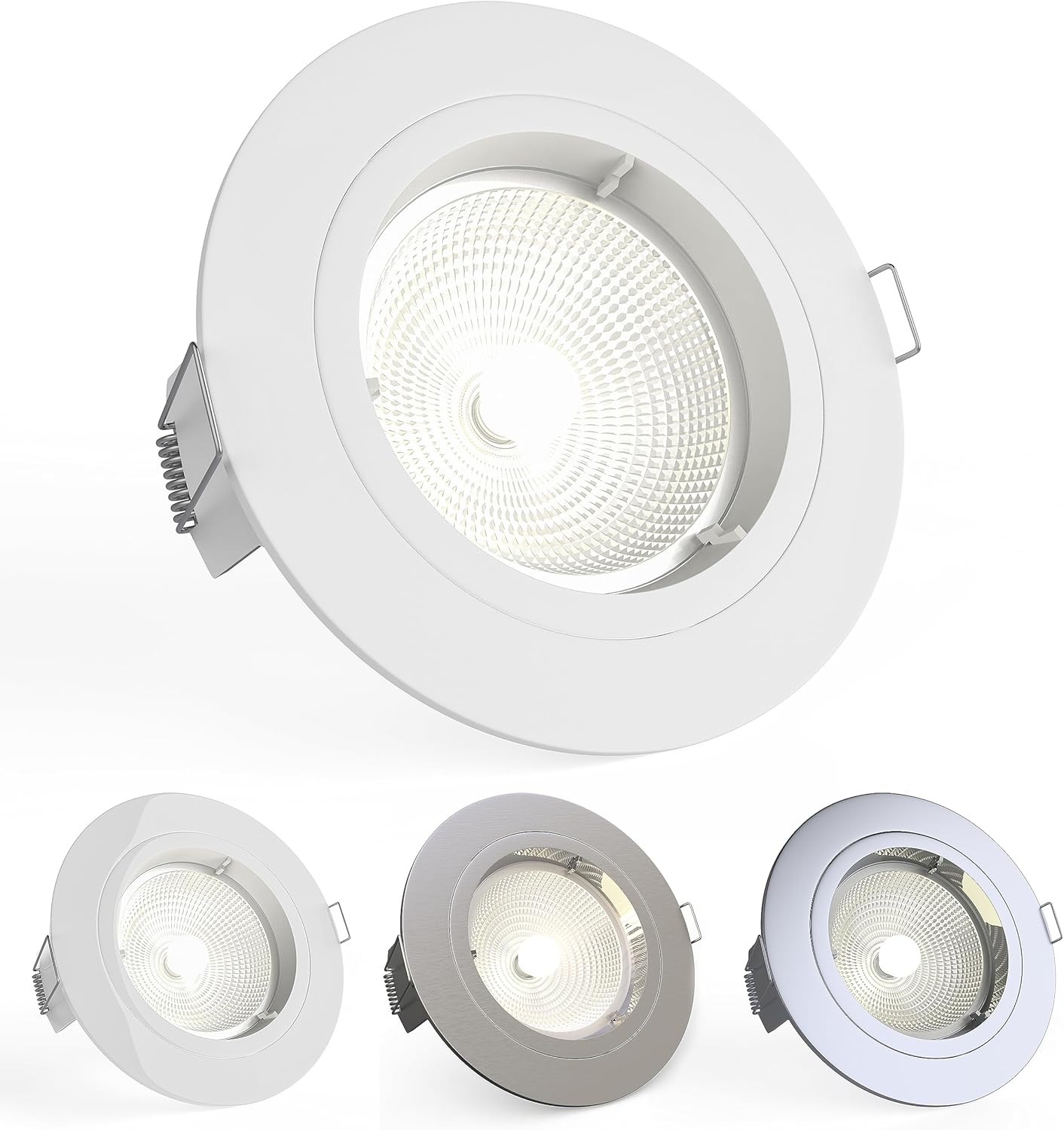 CAST Recessed Spotlight Ceiling Lighting Downlight Mains 240V GU10 Fitting for Halogen or LED Lights Lamps Bulbs Satin Nickel Finish Adjustable Tilt Version for Living Room Bedroom Kitchen IP20 Rated