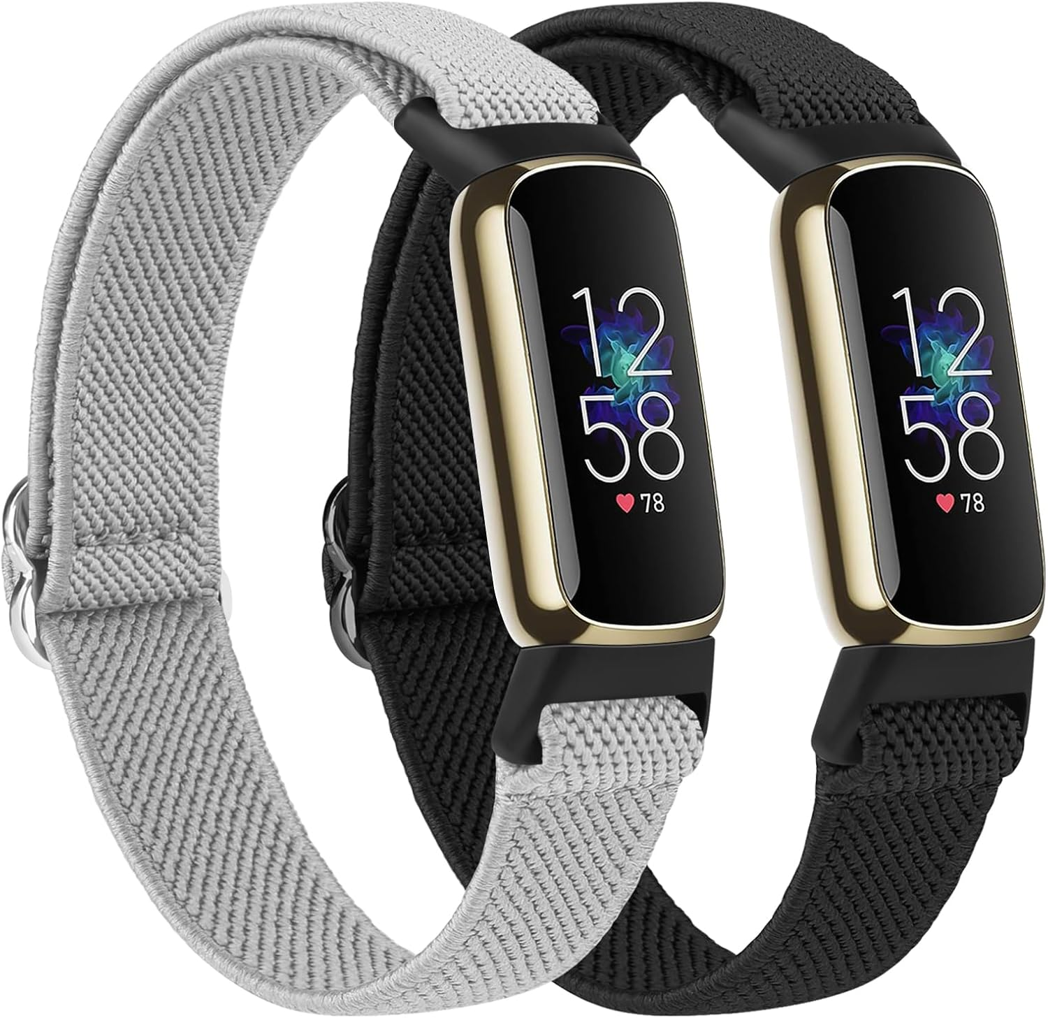 Band Compatible with Fitbit Luxe Bands Women Men, 2 PACK Adjustable Elastic Replacement Wristband Strap for Fitbit Luxe Fitness Tracker