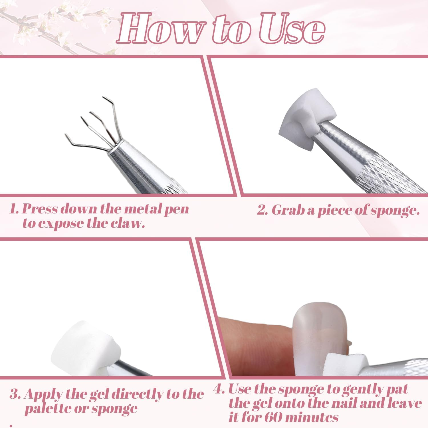 100 Pieces Nail Sponges for Ombre Ombre Nail Brush with Metal Gripper Nail Art Tools Sponge Ombre Nail Tools Nail Art Tools Sponge Brush for Nail Art Design Manicure DIY image number 3