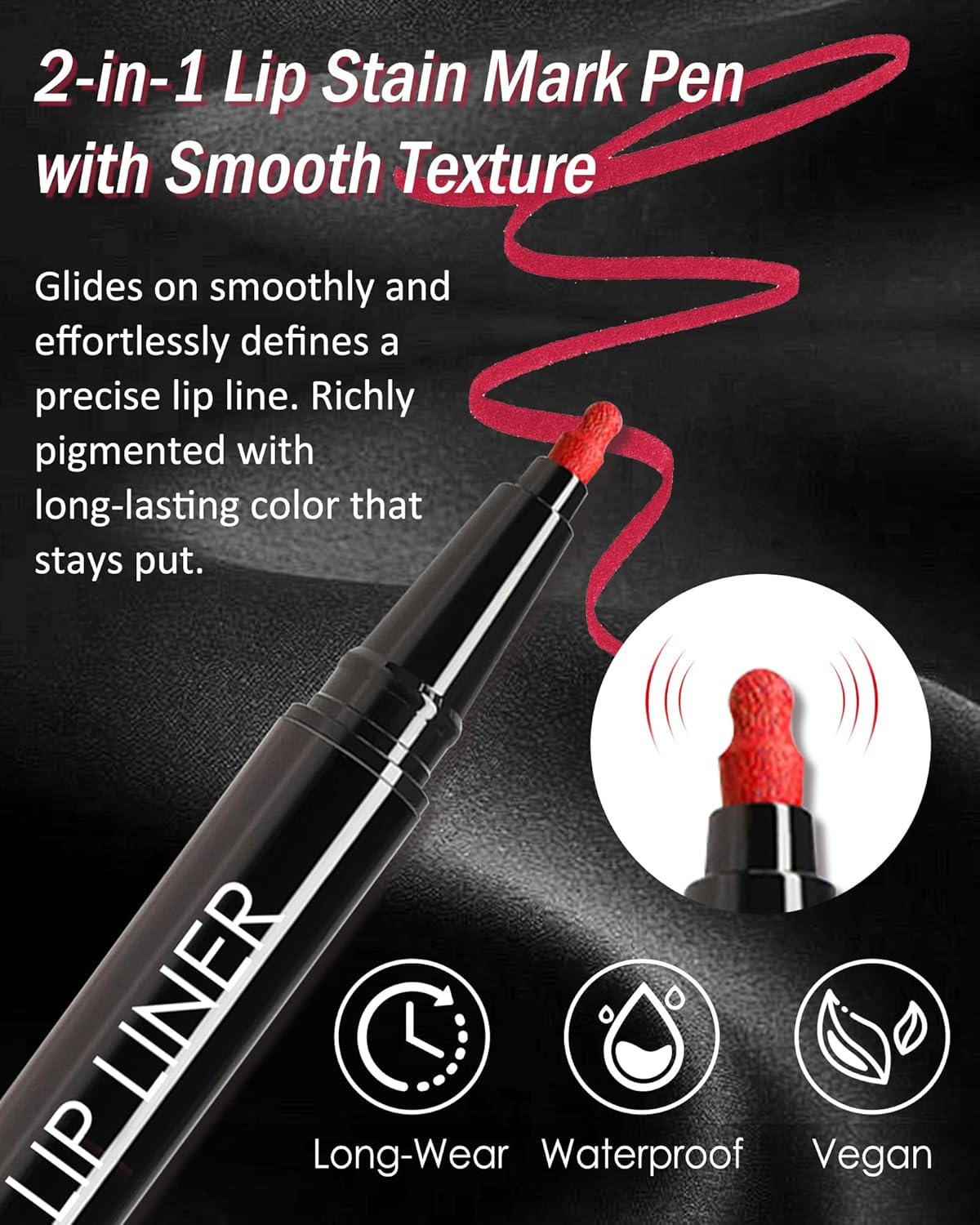 Matte Lip Liner Waterproof, Long-Lasting Smudge-Proof Lip Mark Pencil, Highly Pigmented Liquid Lipstick, Smooth Moisturising Lip Liner Pencils, Lip Gloss, Natural Tattoo Effect, 02# Burgundy image number 2