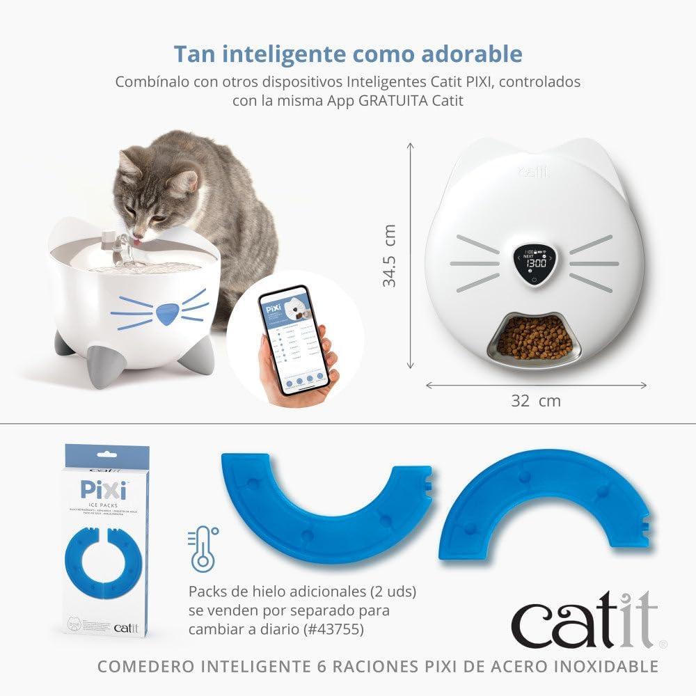 Catit PIXI Smart Feeder 6 Servings with Stainless Steel Tray for Cats - White image number 4
