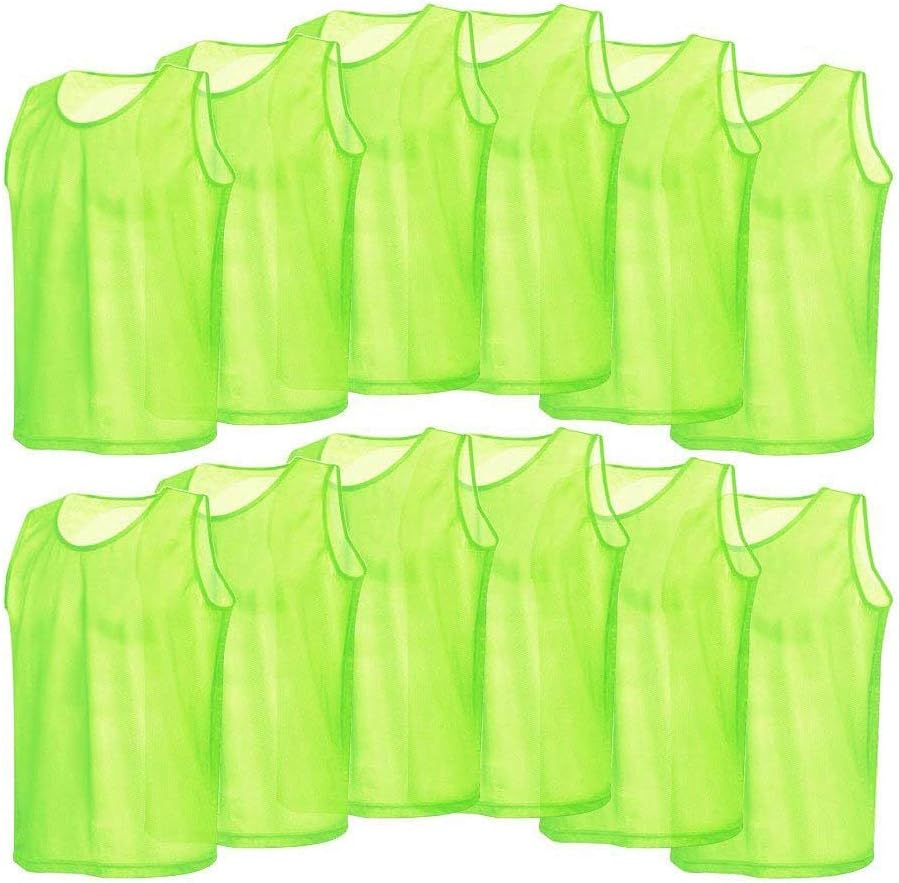 12 Pack Mesh Scrimmage Training Vests Football Vest Breathable Adults Jerseys Bibs for Volleyball Soccer Basketball (Green) image number 6