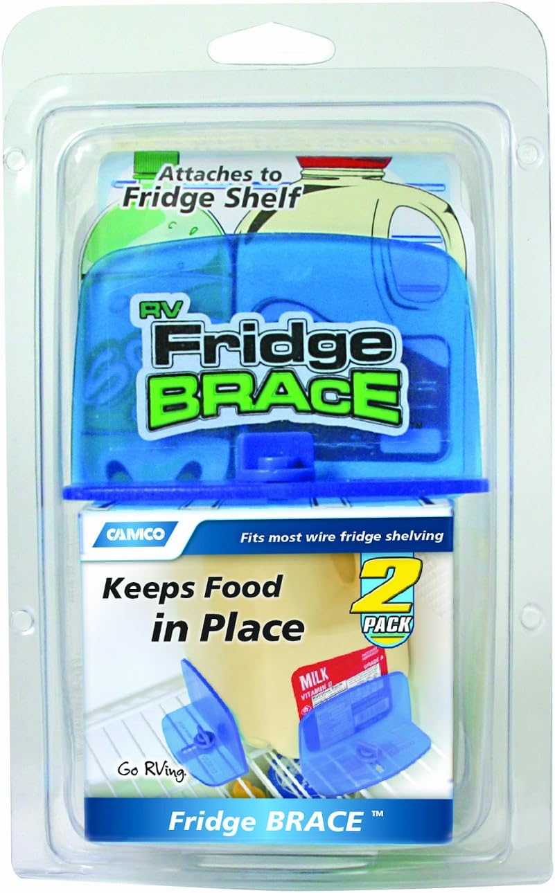 Camco RV Fridge Brace -Holds Food and Drinks in Place during Travel, Prevents Messy Spills Perfect for Rvs, Boats, Camping and More - (2 Pack) (44033),Blue image number 2