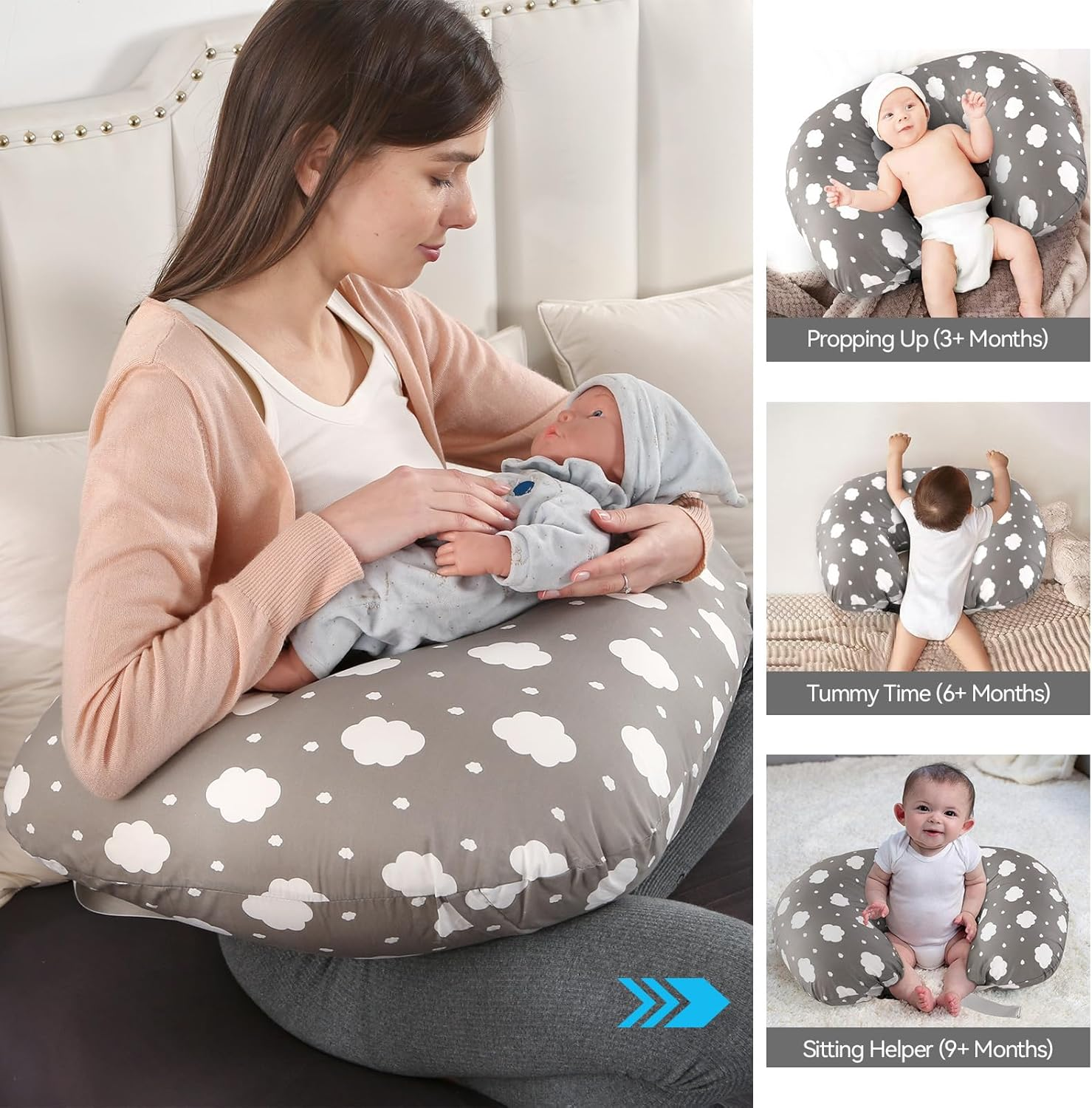 Pregnancy Pillow,Multifunctional Nursing Pillow Washable Breastfeeding Pillows (Type C)