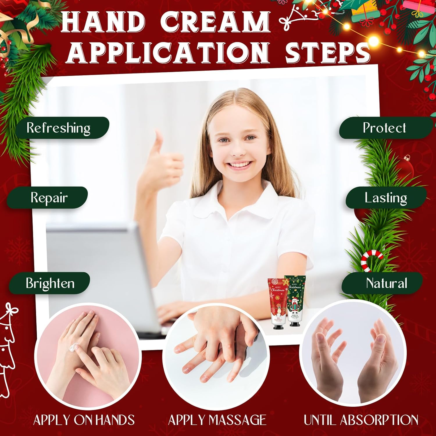 Heigble 72 Christmas Hand Cream Gift Set Christmas Stocking Stuffers Hand Cream Travel Size Care Cream Bulk Mini Hand Lotion for Dry Cracked Hands Employees Colleagues Teacher Gifts image number 3