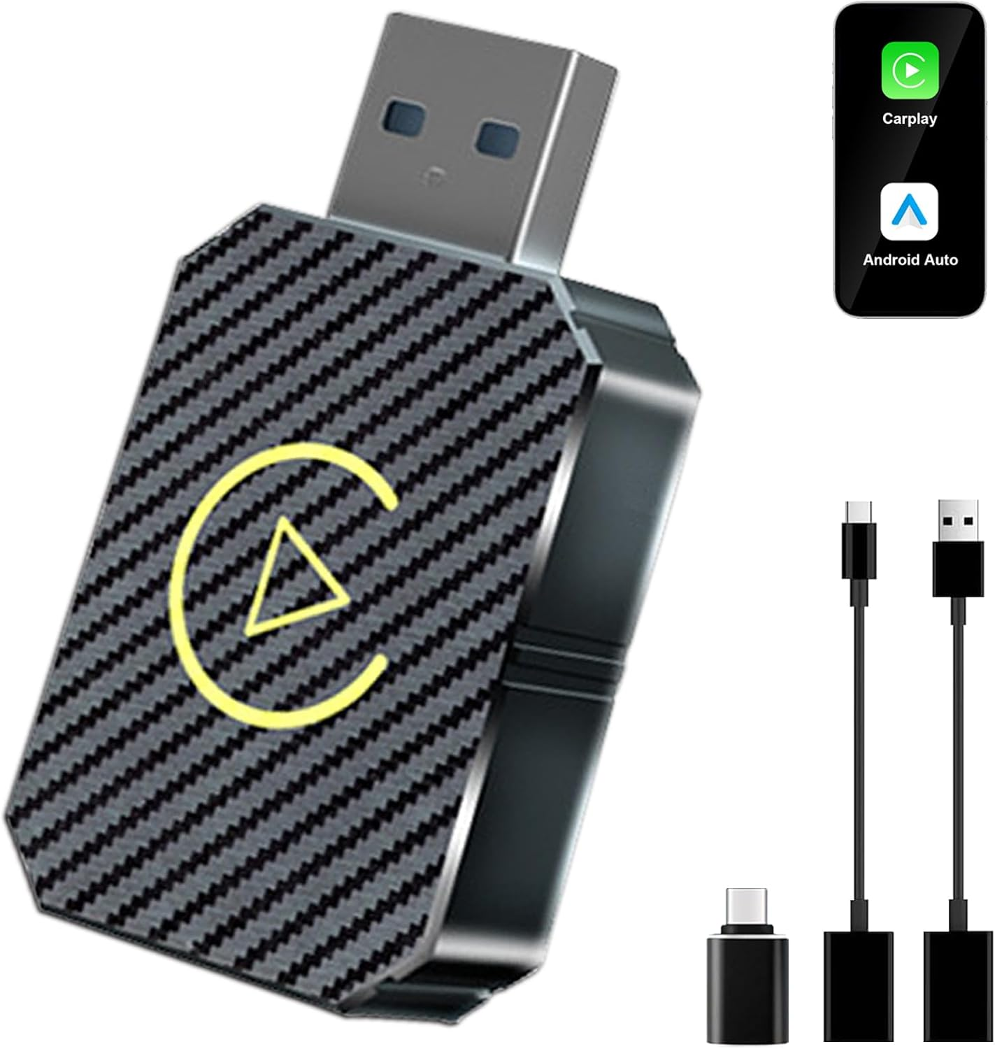 BANKKY Wireless Carplay & Android Auto Adapter&ndash;2-In-1 Plug & Play Dongle for Iphone/Android, Convert Wired to Wireless, USB-C/A Support, Car Accessories image number 3