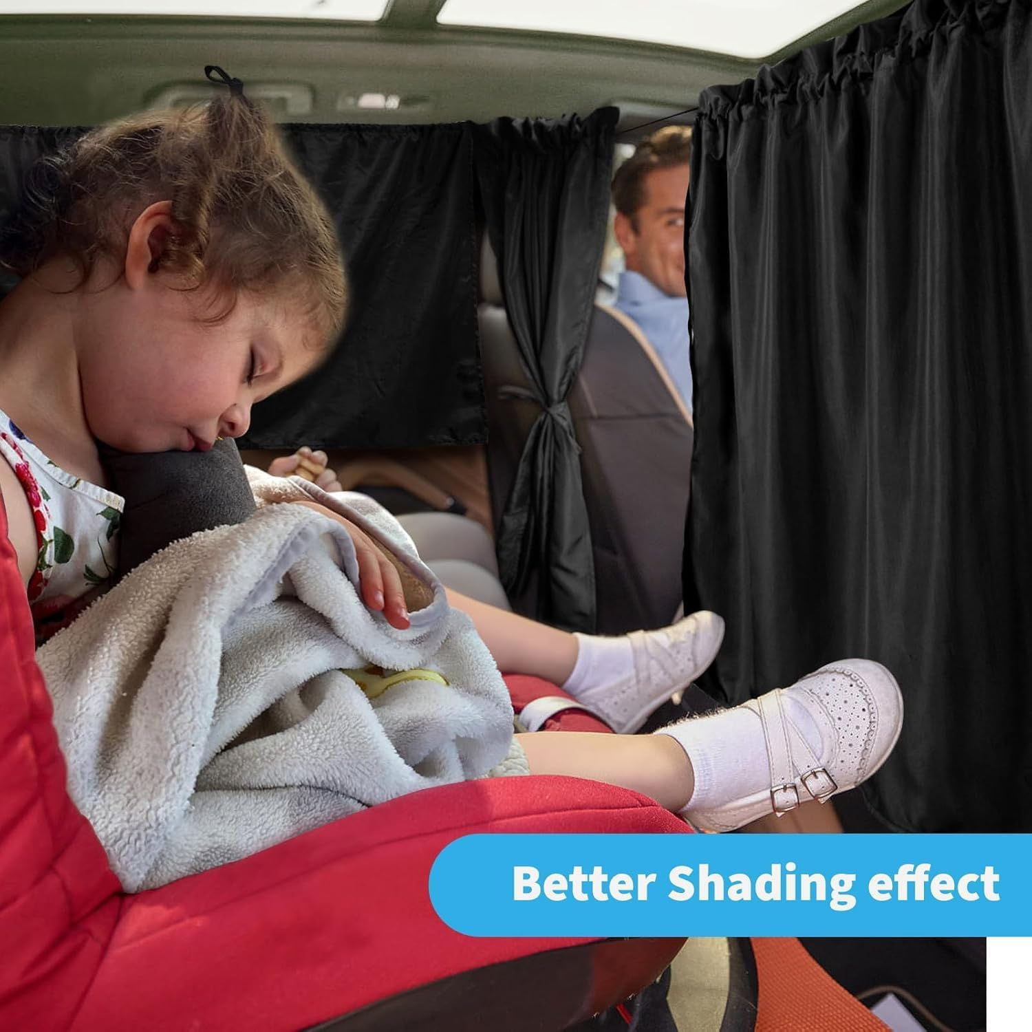 Limcryspp a Set of Car Curtains, 1 Rear Seat Partition Curtain and 2 Rear Side Curtains, Detachable, Travel Camping Nap Sleeping Accessories image number 2